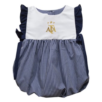 Girls Infant Vive La Fete  Navy Argentina National Team Gingham Bubble Dress