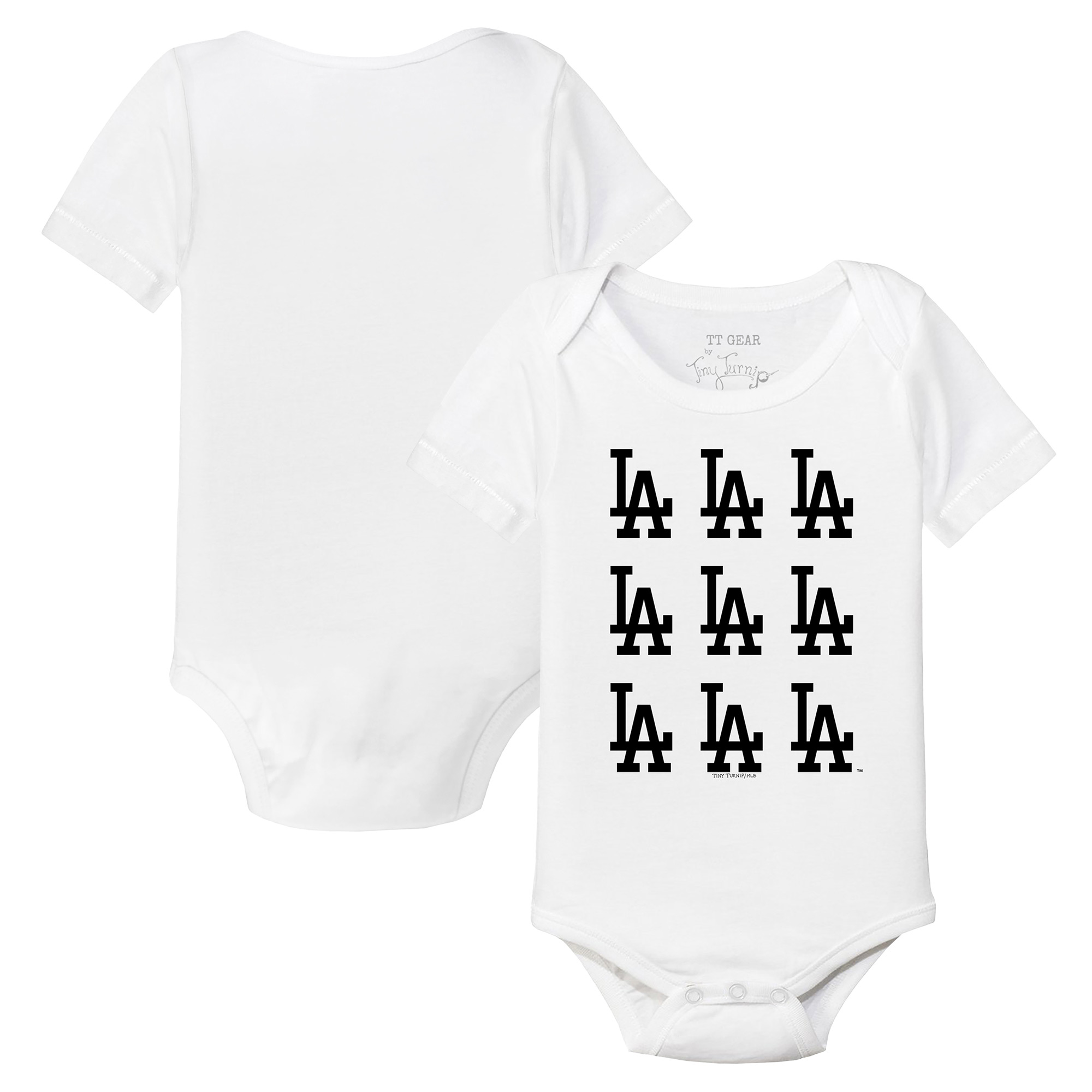 Infant Tiny Turnip White Los Angeles Dodgers Logo Grid Bodysuit