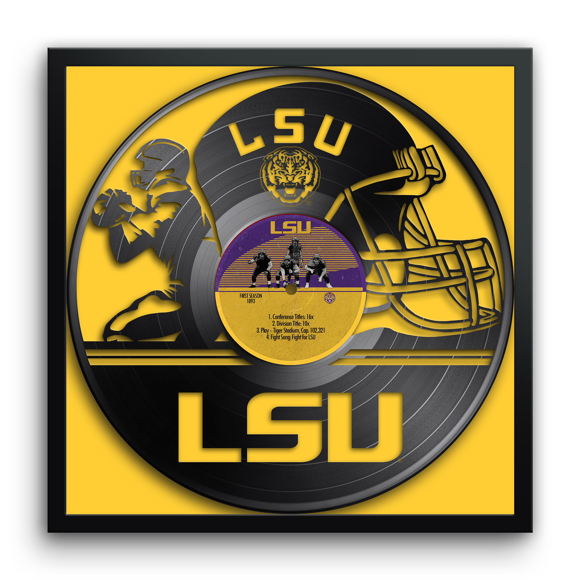 LSU Tigers Framed 13" x 13" Vinyl Record Art Print