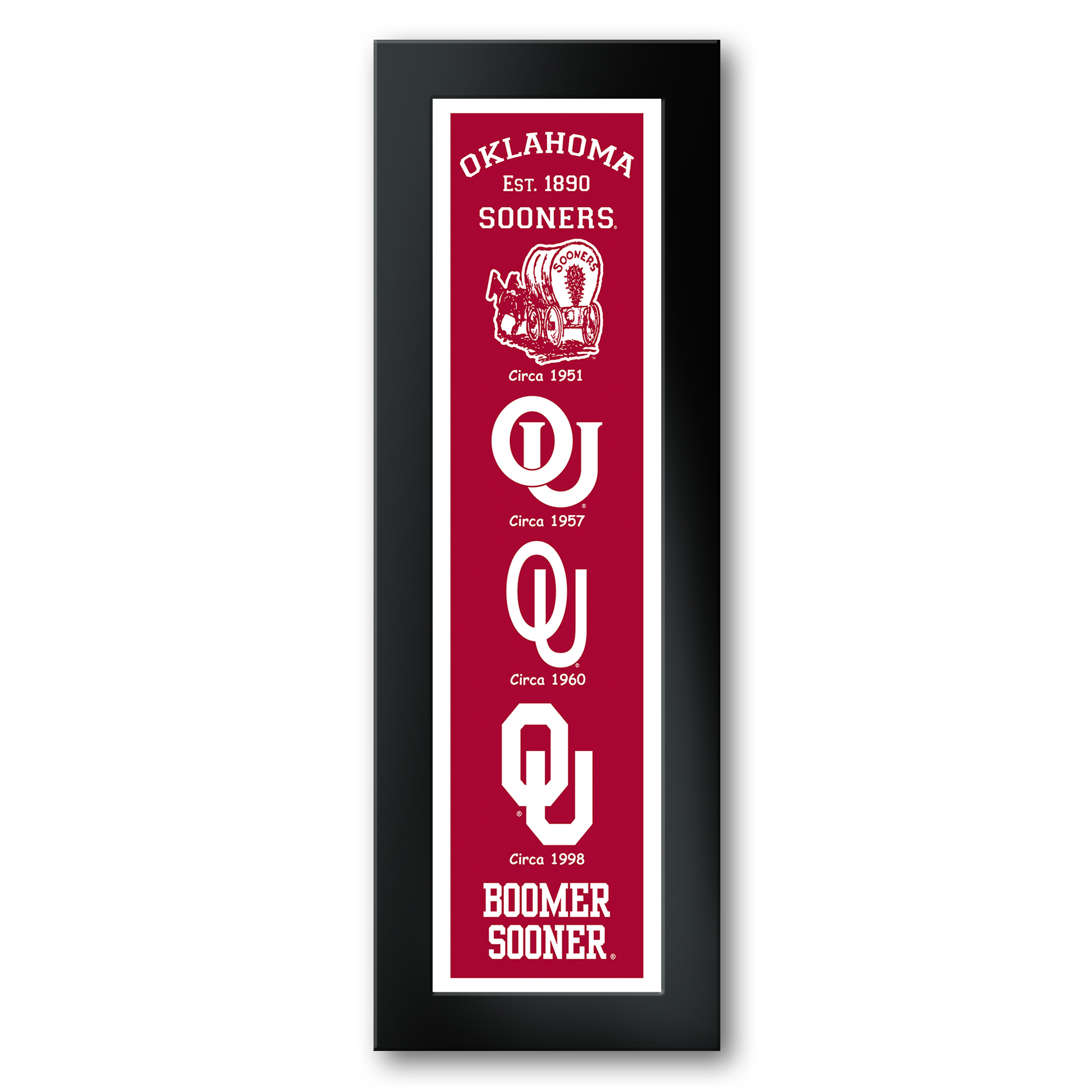 Oklahoma Sooners Framed 8" x 26" Logo Heritage Art Print