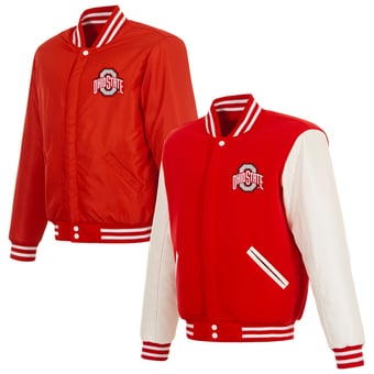 Men's JH Design  Scarlet Ohio State Buckeyes Reversible Fleece Full-Snap Jacket
