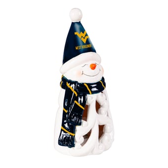 "West Virginia Mountaineers LED 8"" Snowman Lit Garden Statue"