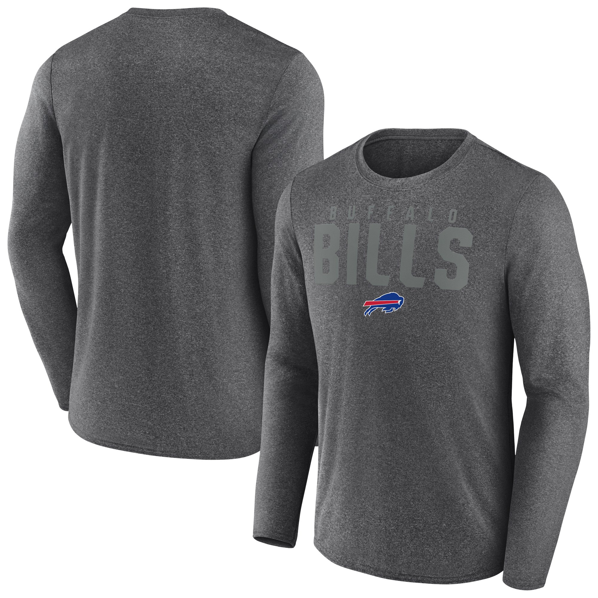 Men's Fanatics Heather Charcoal Buffalo Bills Blackout Lateral Long Sleeve T-Shirt