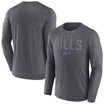 Men's Fanatics Heather Charcoal Buffalo Bills Blackout Lateral Long Sleeve T-Shirt