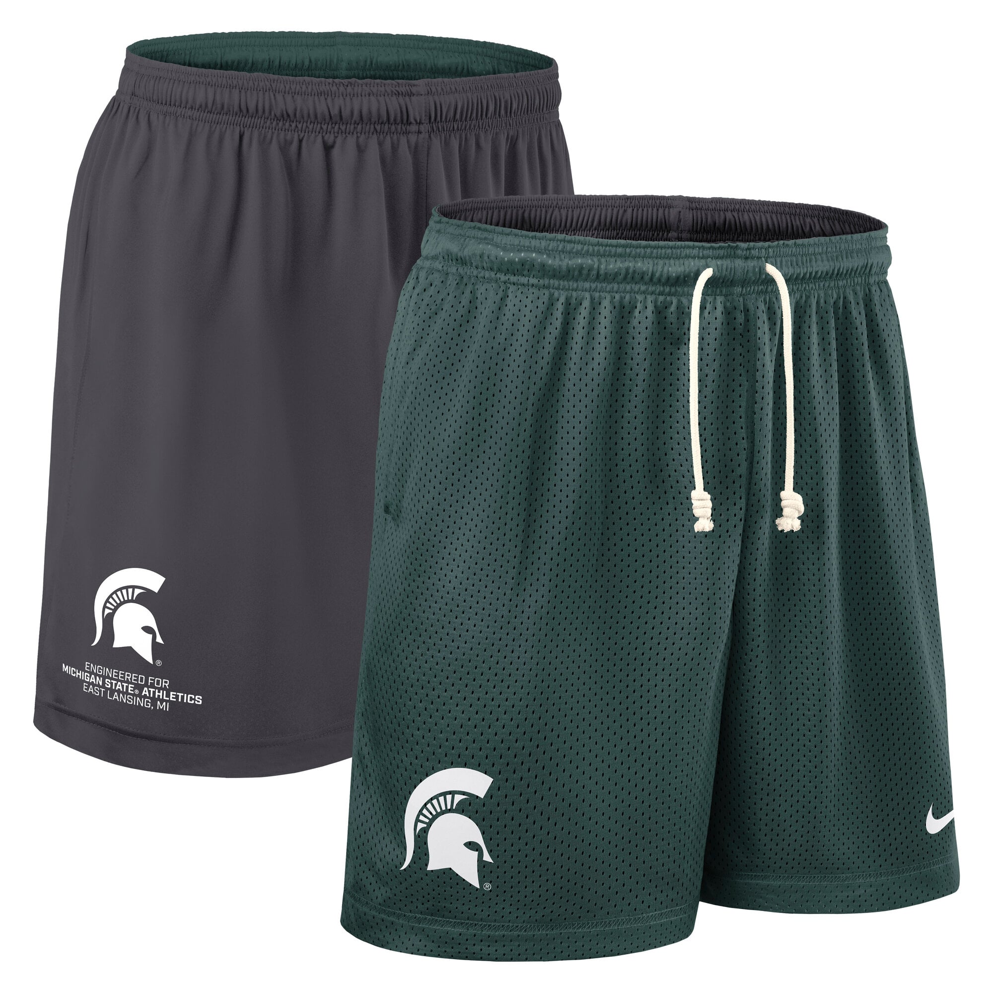 Men's Nike Green/Charcoal Michigan State Spartans 2025 Sideline Reversible Dri-FIT Shorts