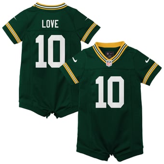 Newborn Nike Jordan Love Green Green Bay Packers Romper Game Jersey
