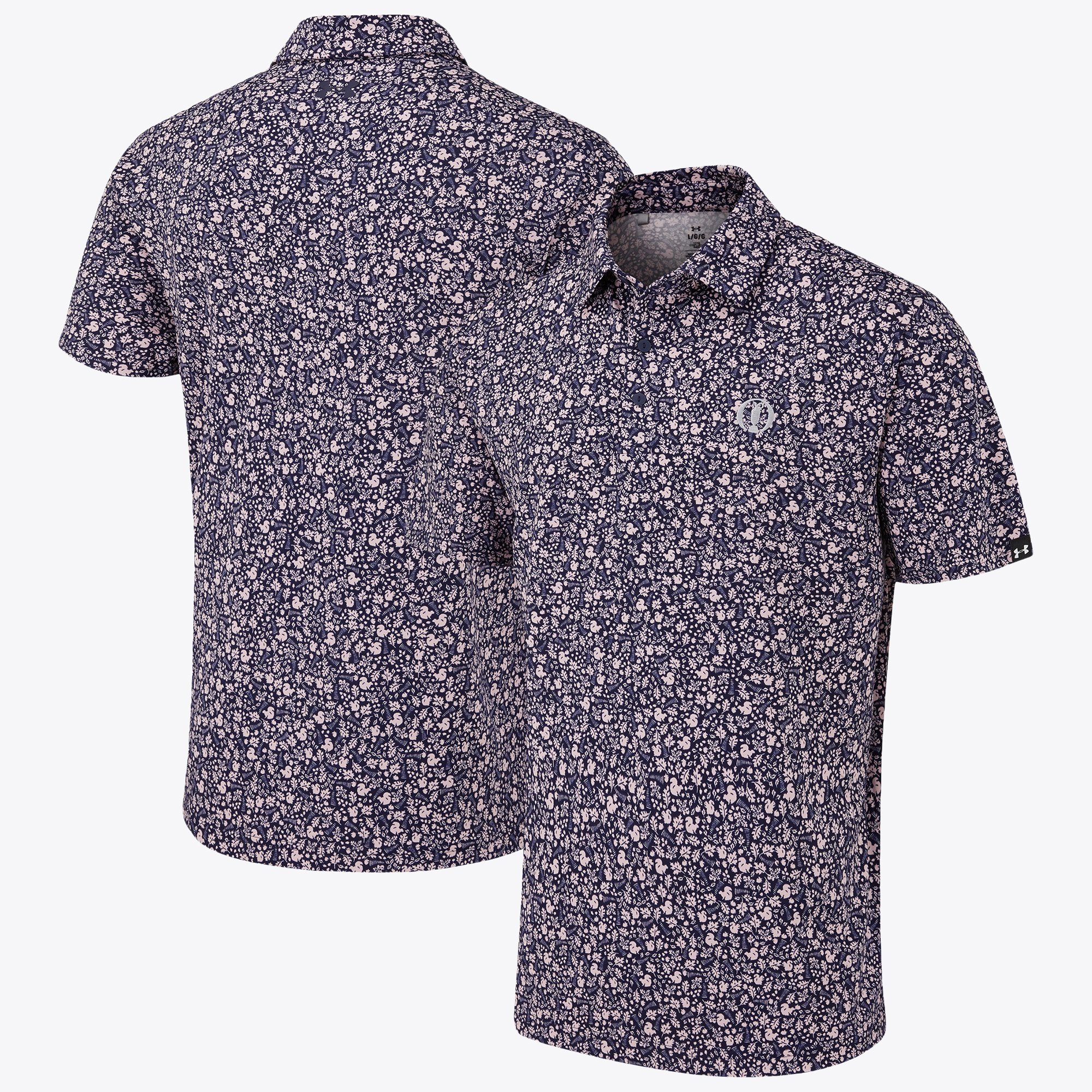 Polo The Open Under Armour Playoff 3.0 Squirrel Botanic Print - Blu Navy / Rosado