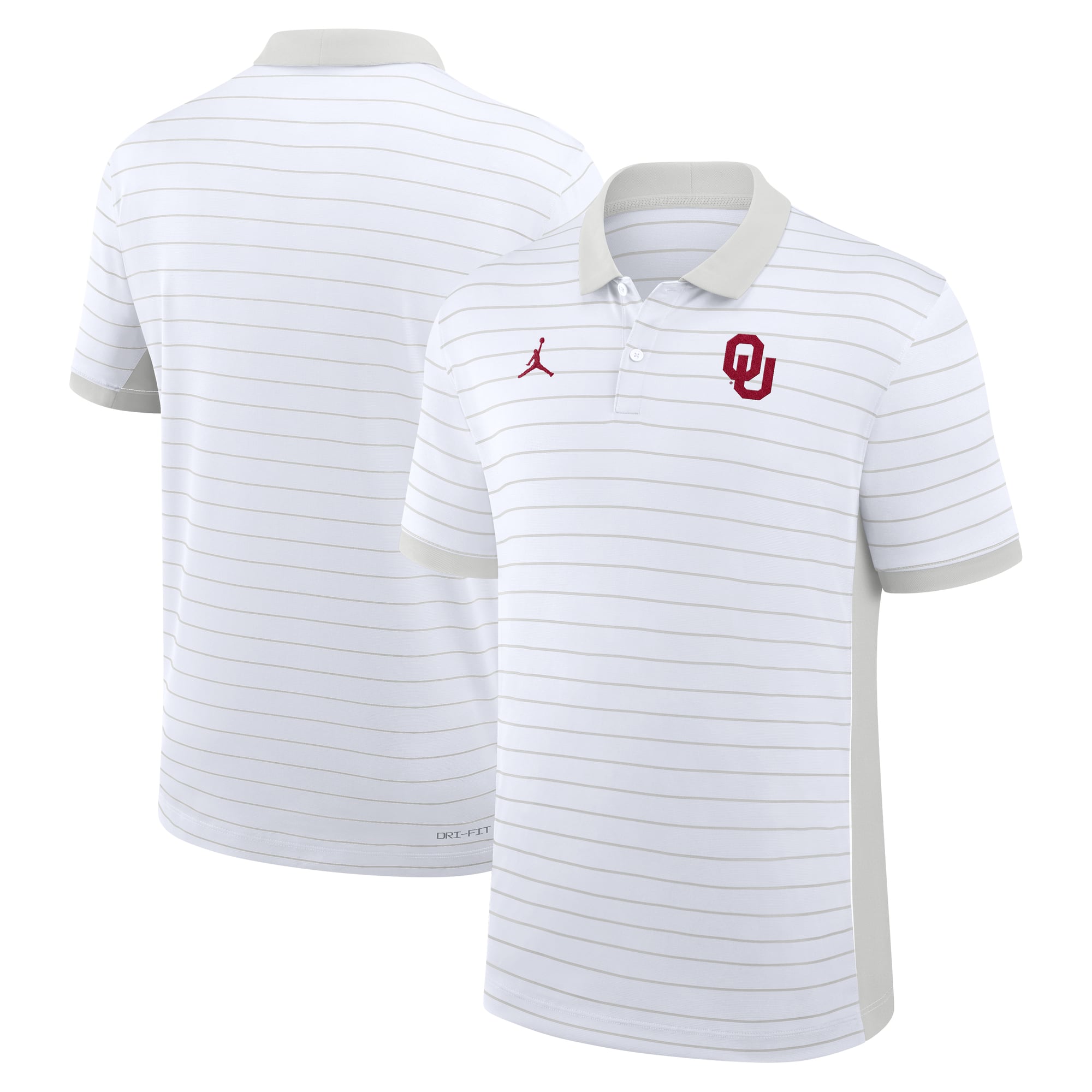 Men's Jordan Brand White Oklahoma Sooners 2026 Early Season Coaches Sideline Victory Stripe Dri-FIT Polo
