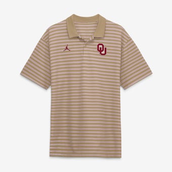 Men's Jordan Brand Tan/White Oklahoma Sooners Primetime Victory Striped Dri-FIT Polo