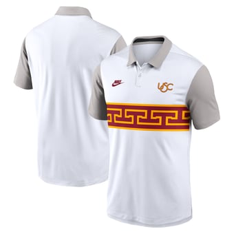 Men's Nike White/Gray USC Trojans Athletic Prep Legacy Logo Vapor Dri-FIT Polo