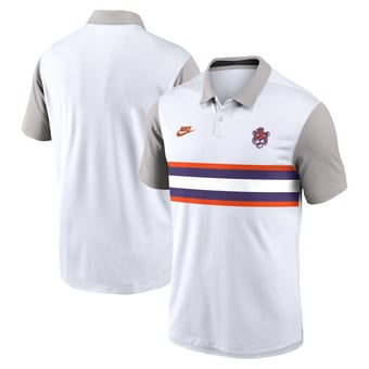 Men's Nike White/Gray Clemson Tigers Athletic Prep Legacy Logo Vapor Dri-FIT Polo