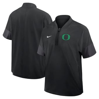Men's Nike Black Oregon Ducks 2025 Sideline Short Sleeve Quarter-Zip Dri-FIT Coach Jacket