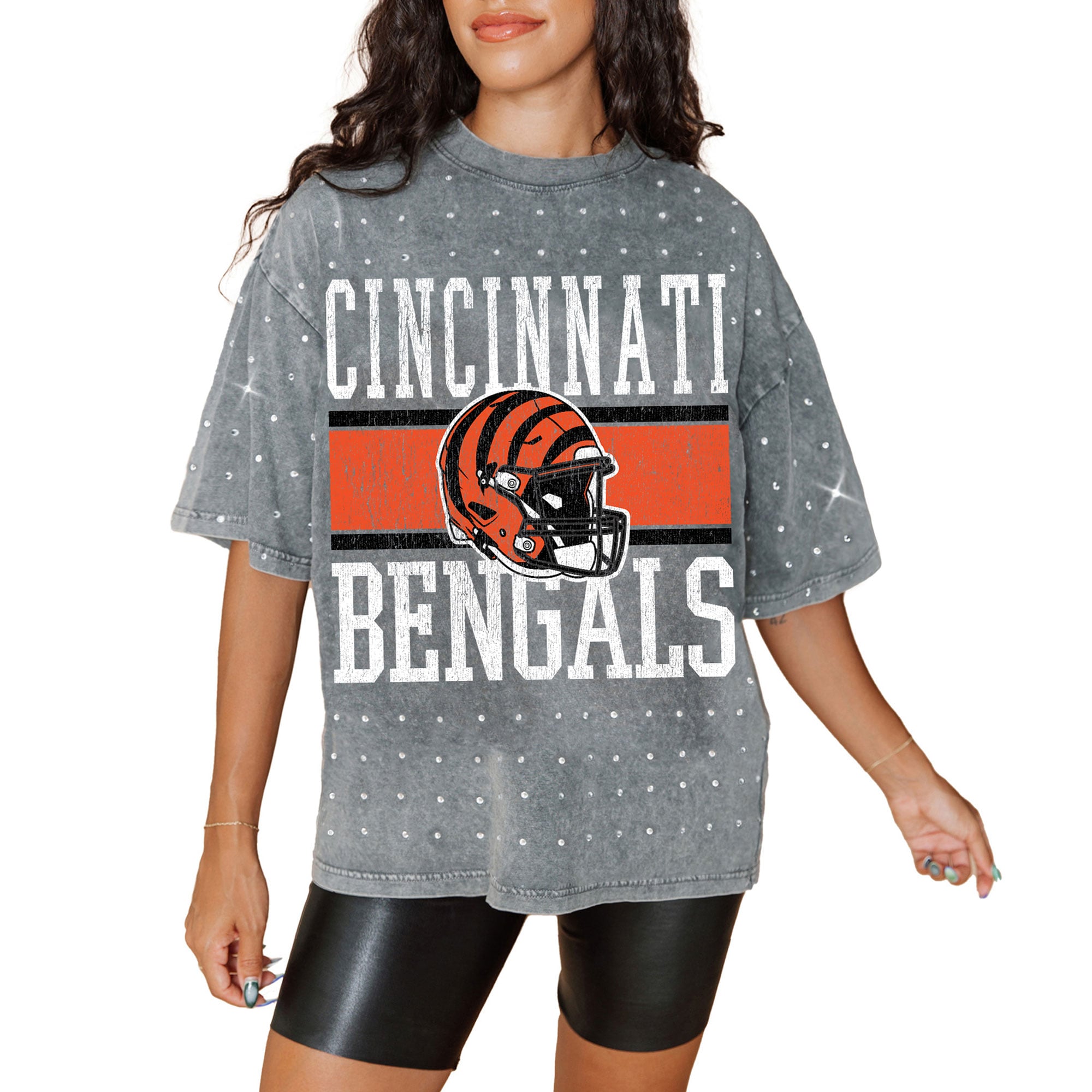 Women’s Gameday Couture Gray Cincinnati Bengals Oversized Mini Rhinestone Classic T-Shirt Women’s Gameday Couture Gray Cincinnati Bengals Oversized Mini Rhinestone Classic T-Shirt