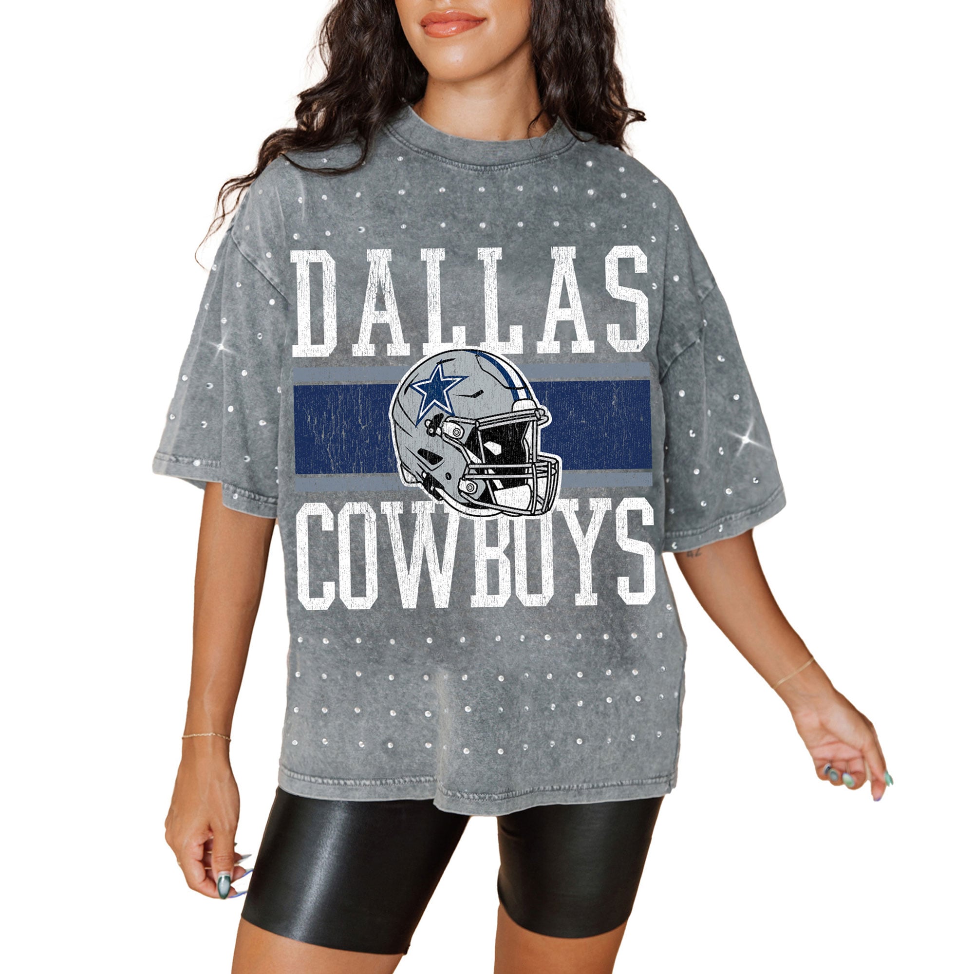 Women’s Gameday Couture Gray Dallas Cowboys Oversized Mini Rhinestone Classic T-Shirt Women’s Gameday Couture Gray Dallas Cowboys Oversized Mini Rhinestone Classic T-Shirt