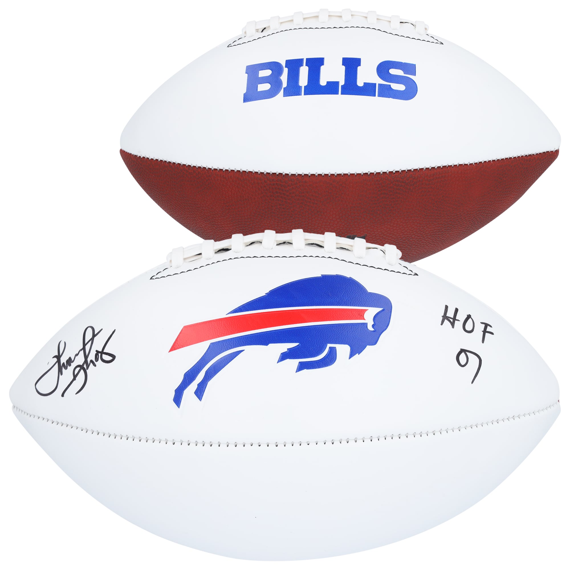Thurman Thomas Buffalo Bills Autographed Franklin White Panel Football with "HOF 07" Inscription