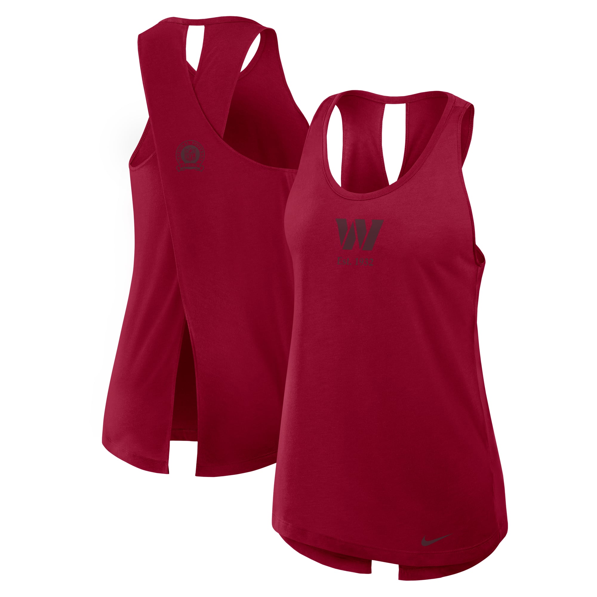 Women's Nike Burgundy Washington Commanders Glory Open-Back Crisscross Dri-FIT Tank Top