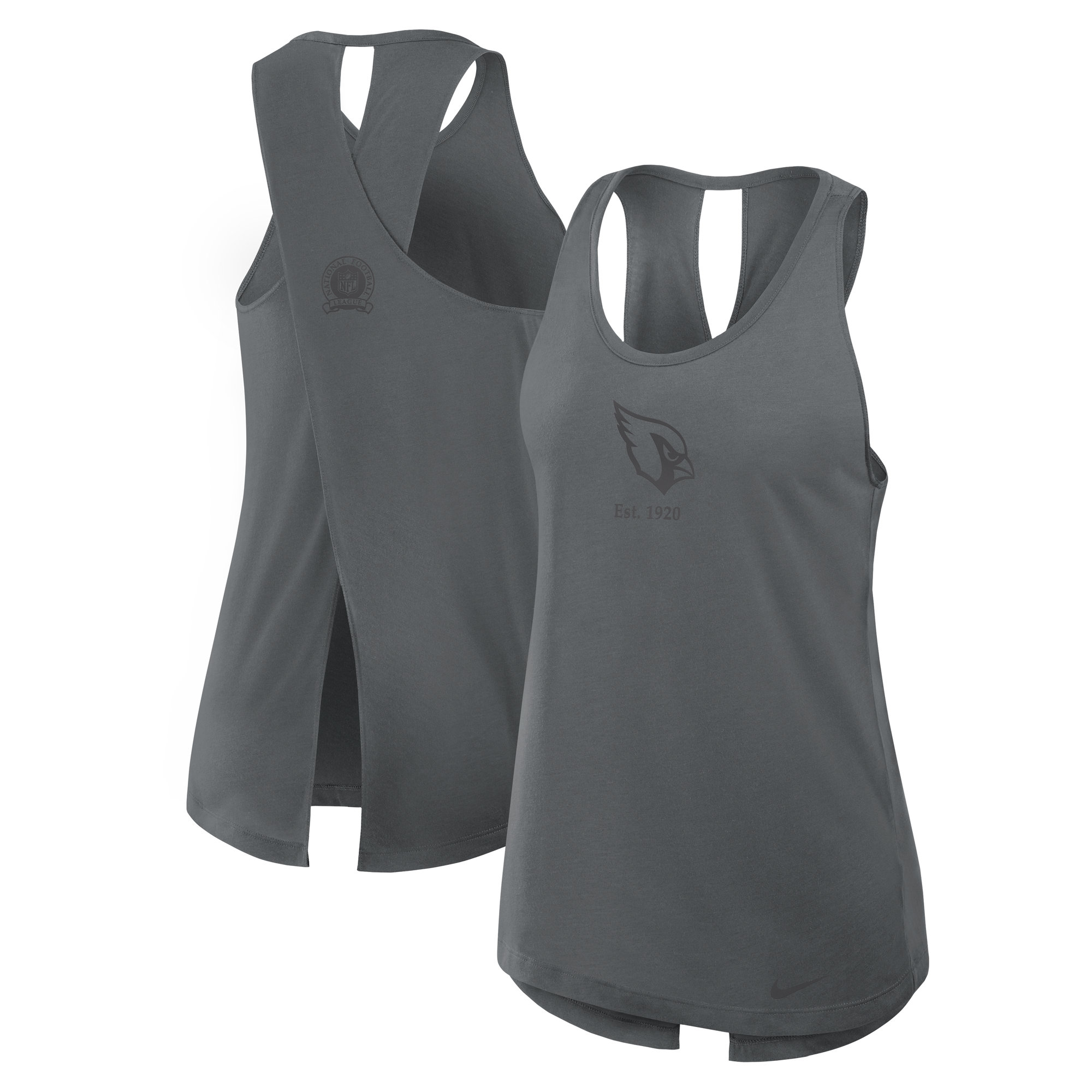 Women's Nike Gray Arizona Cardinals Glory Crisscross Performance Tank Top