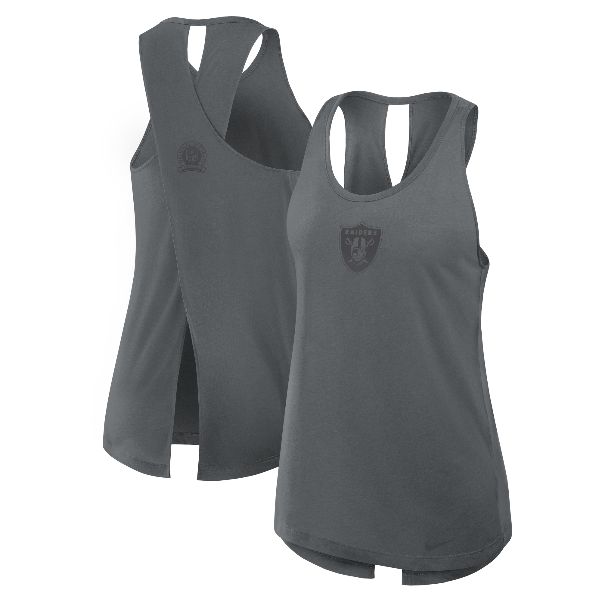 Women's Nike Gray Las Vegas Raiders Glory Crisscross Performance Tank Top