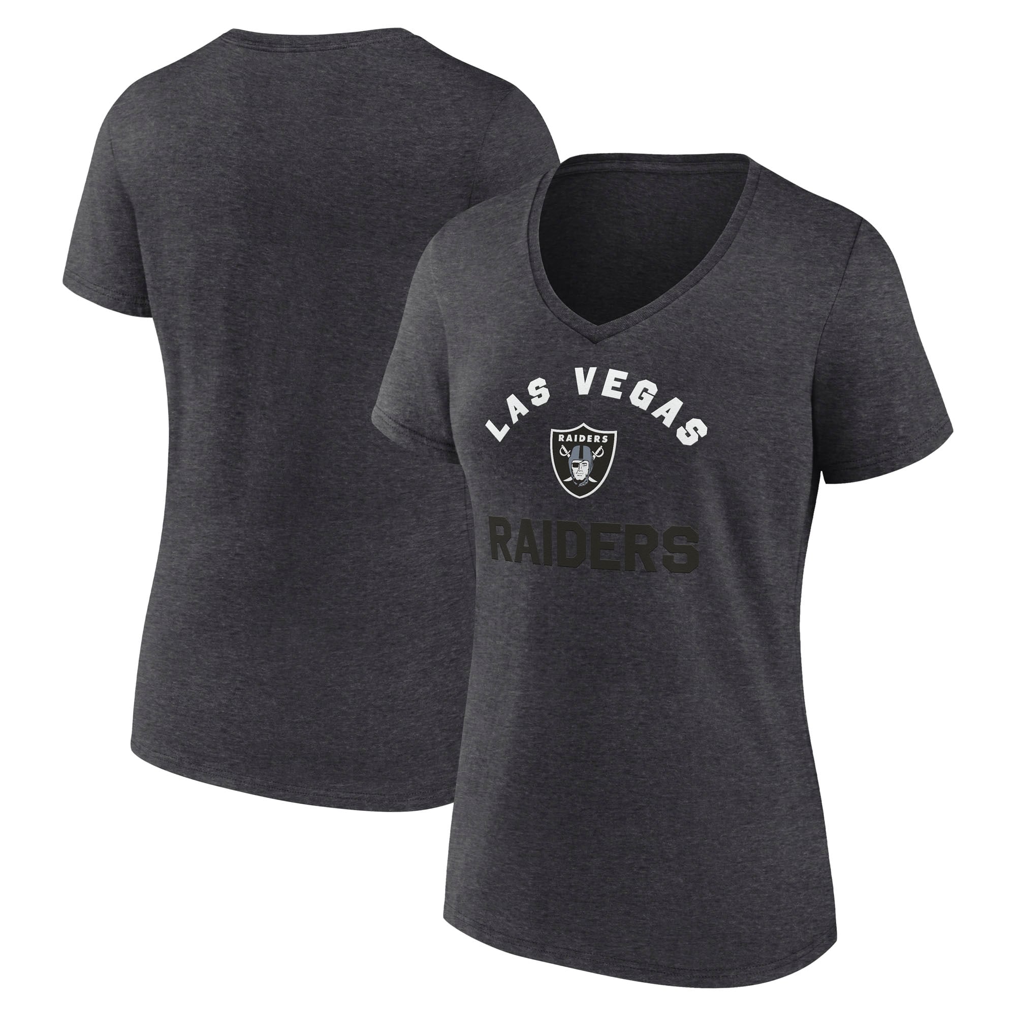 Women's Logo Athletic Heather Charcoal Las Vegas Raiders Unrivaled V-Neck T-Shirt