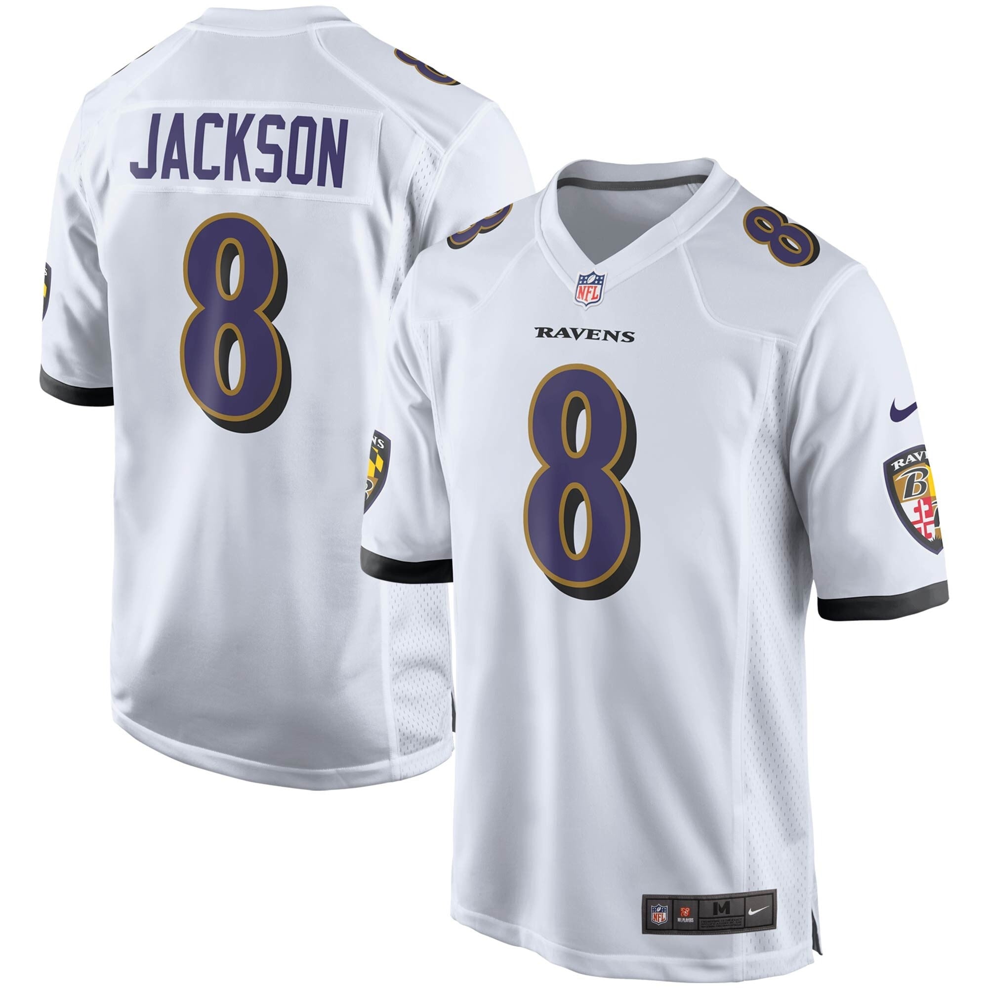 Camiseta Nike Game de la 2ª equipación del Baltimore Ravens - Blanco - Lamar Jackson - Hombre