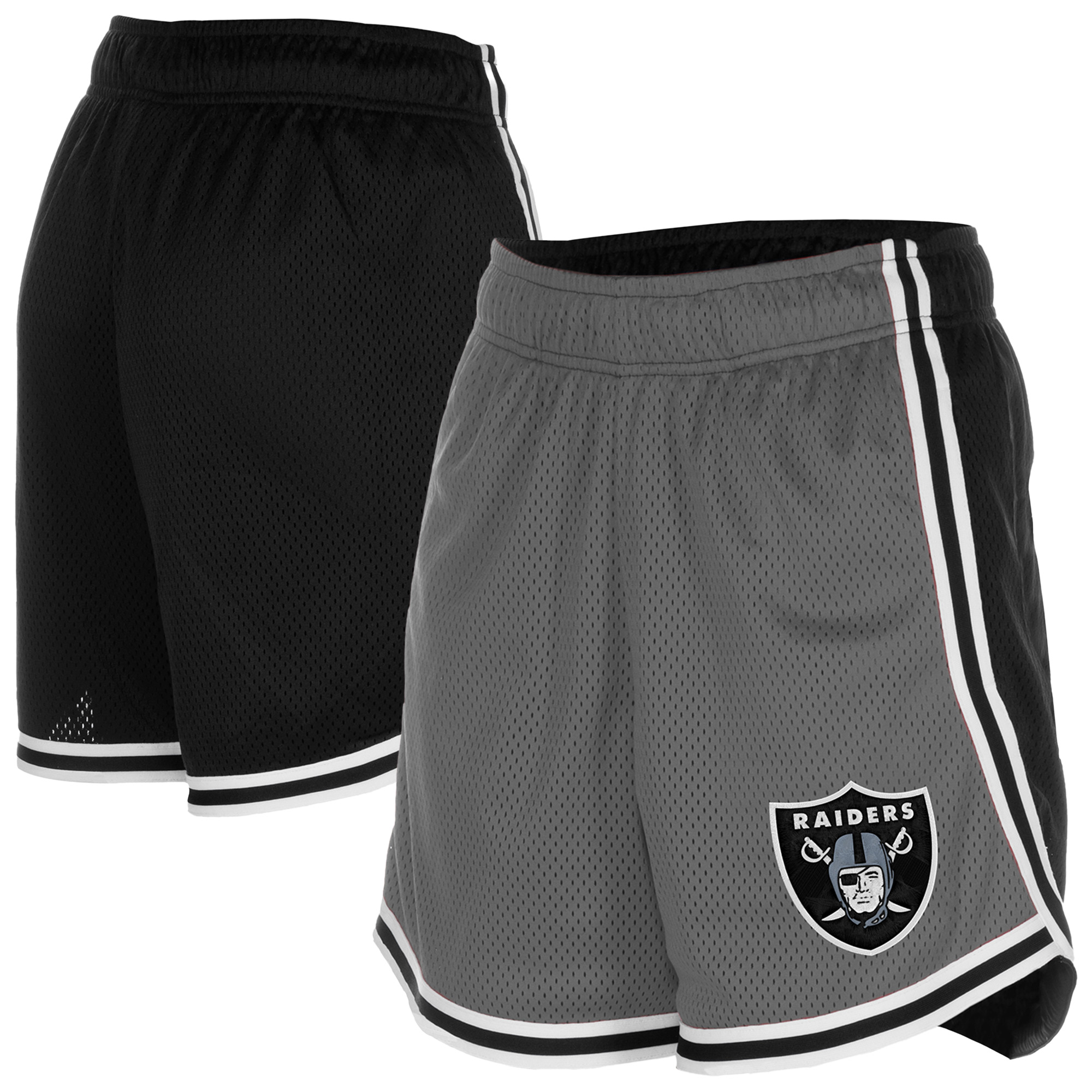 Women's New Era Silver/Black Las Vegas Raiders Sport Classics Mesh Shorts