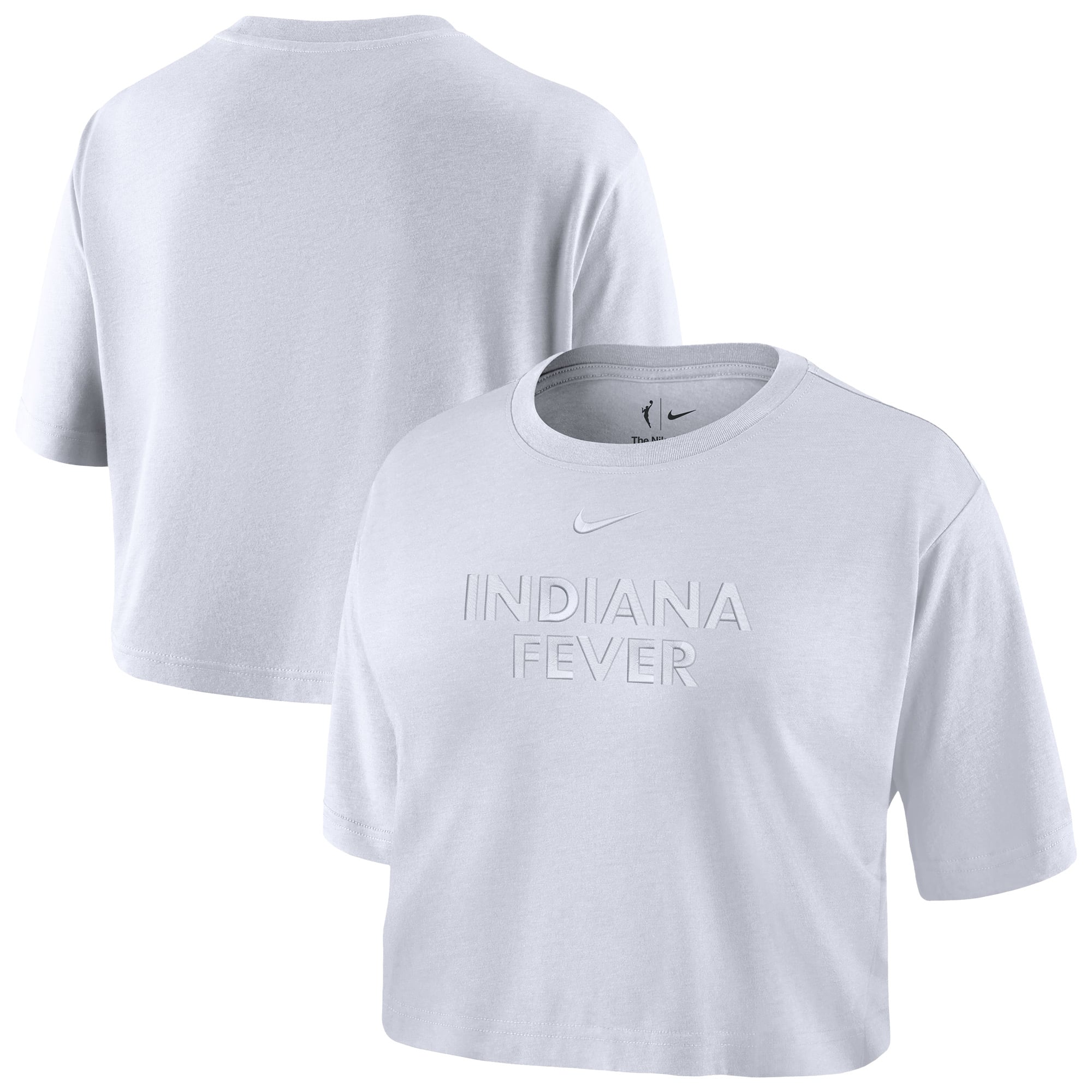 Women's Nike White Indiana Fever Basketball Tonal Wordmark Cropped T-Shirt