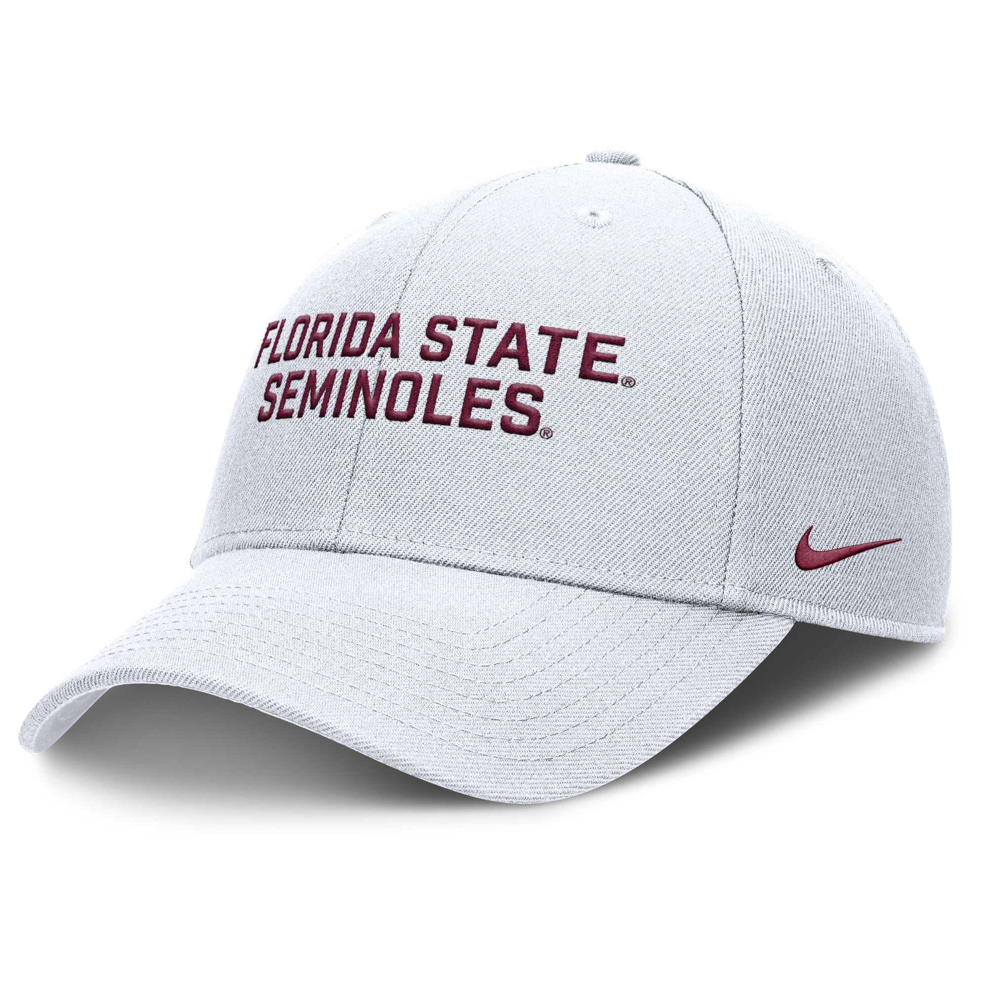 Men's Nike White Florida State Seminoles 2025 Sideline Rise Practice Adjustable Hat