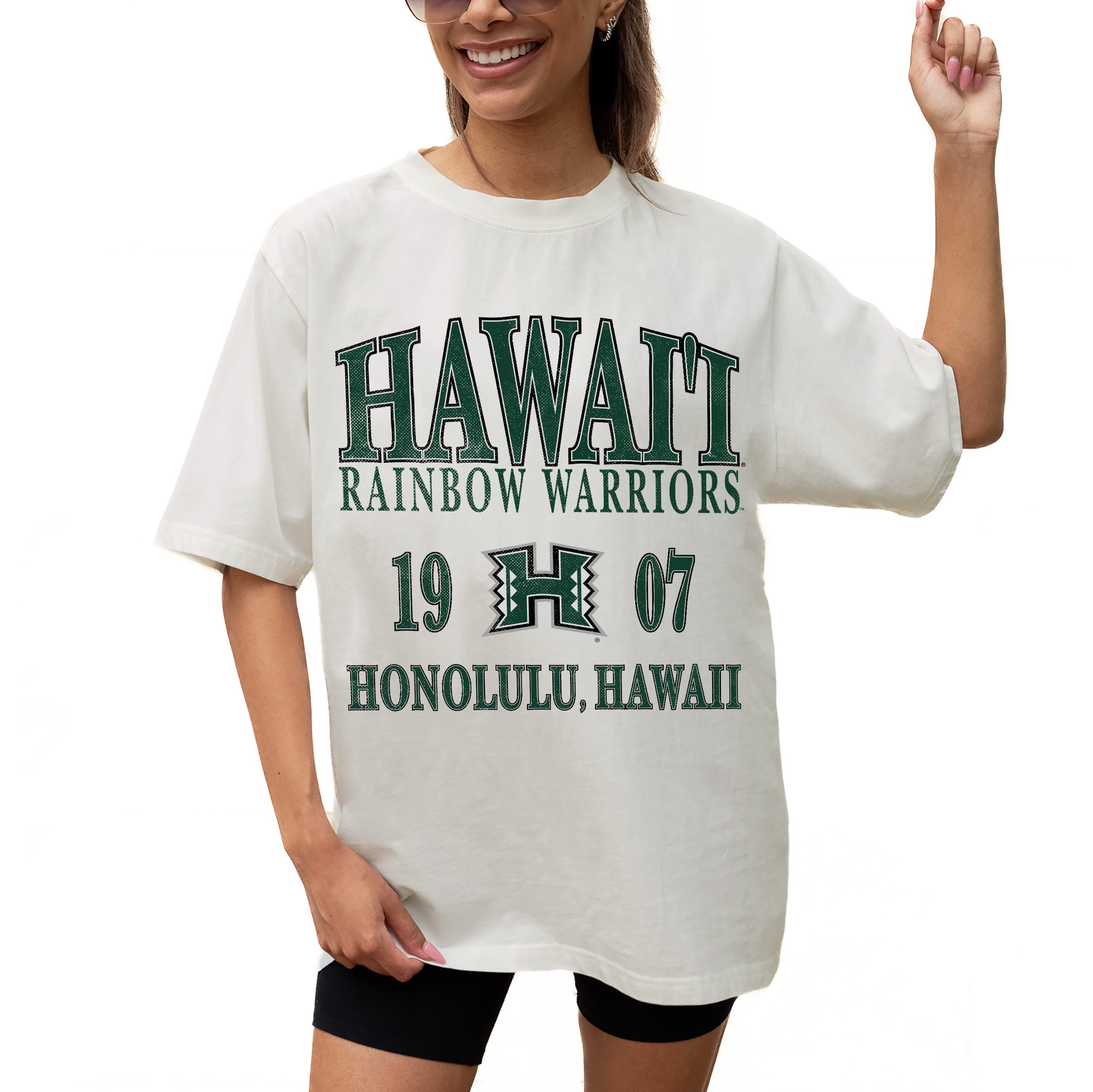 Women's Gameday Couture Cream Hawaii Rainbow Warriors Unity Oversized T-Shirt