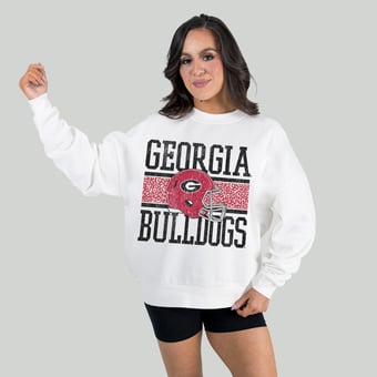 Women's Gameday Couture White Georgia Bulldogs Fair Catch Pullover Sweatshirt