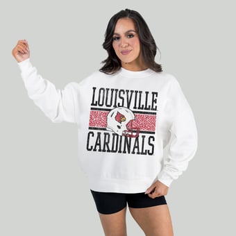 Women's Gameday Couture White Louisville Cardinals Fair Catch Pullover Sweatshirt