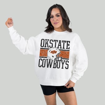 Women's Gameday Couture White Oklahoma State Cowboys Fair Catch Pullover Sweatshirt
