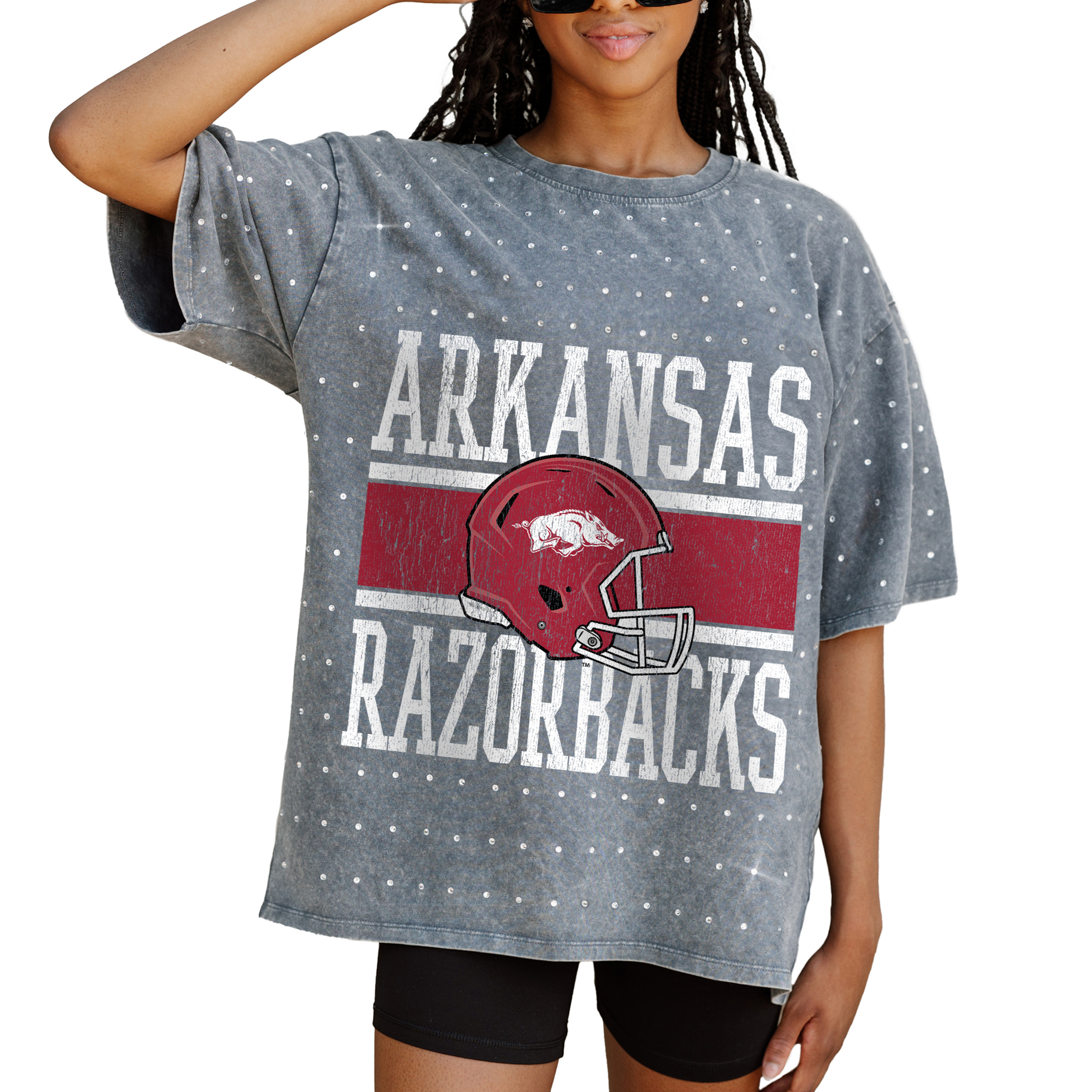 Women's Gameday Couture Gray Arkansas Razorbacks On the Ball Oversized T-Shirt
