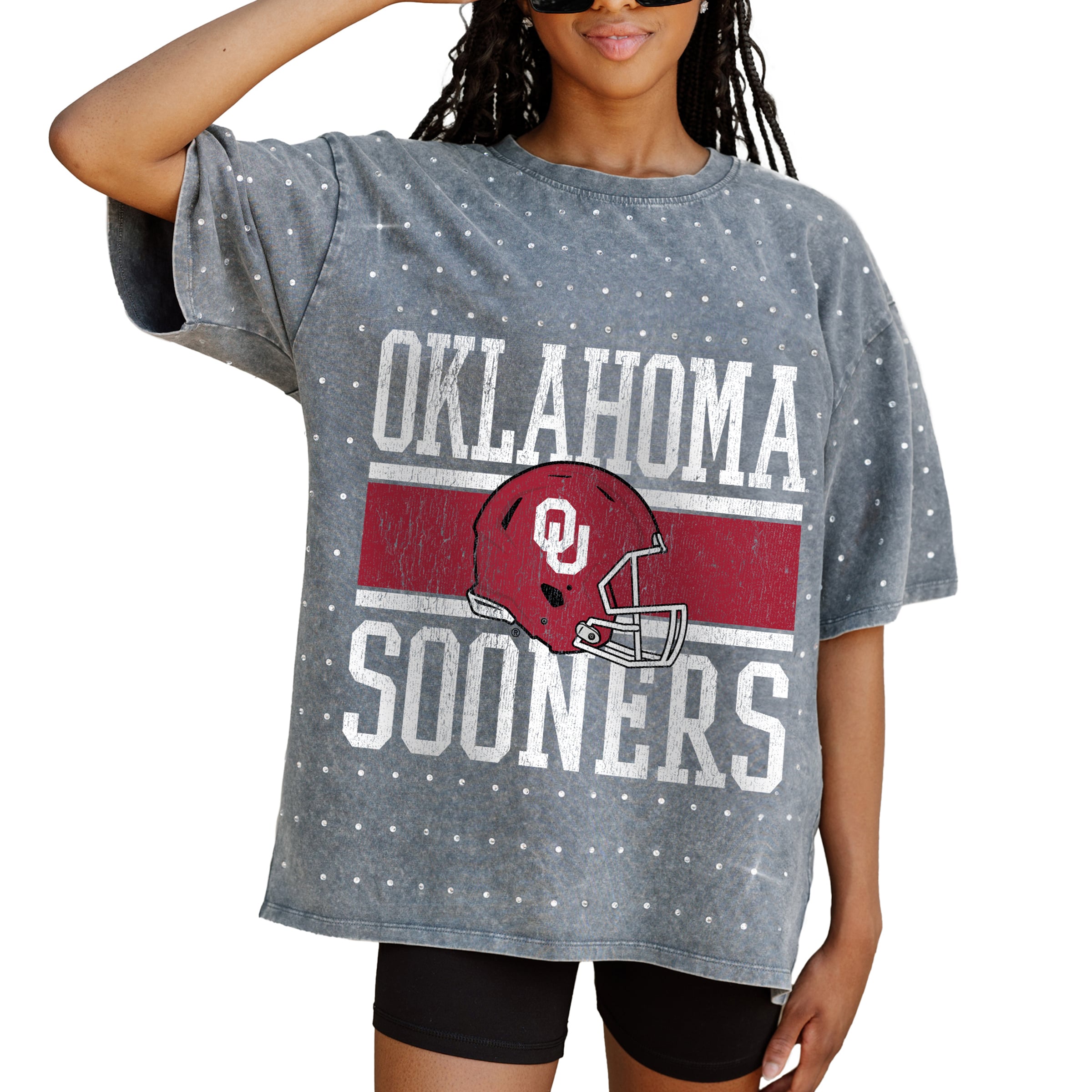 Women's Gameday Couture Gray Oklahoma Sooners On the Ball Oversized T-Shirt