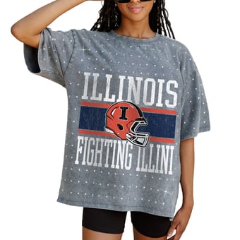 Women's Gameday Couture Gray Illinois Fighting Illini On the Ball Oversized T-Shirt