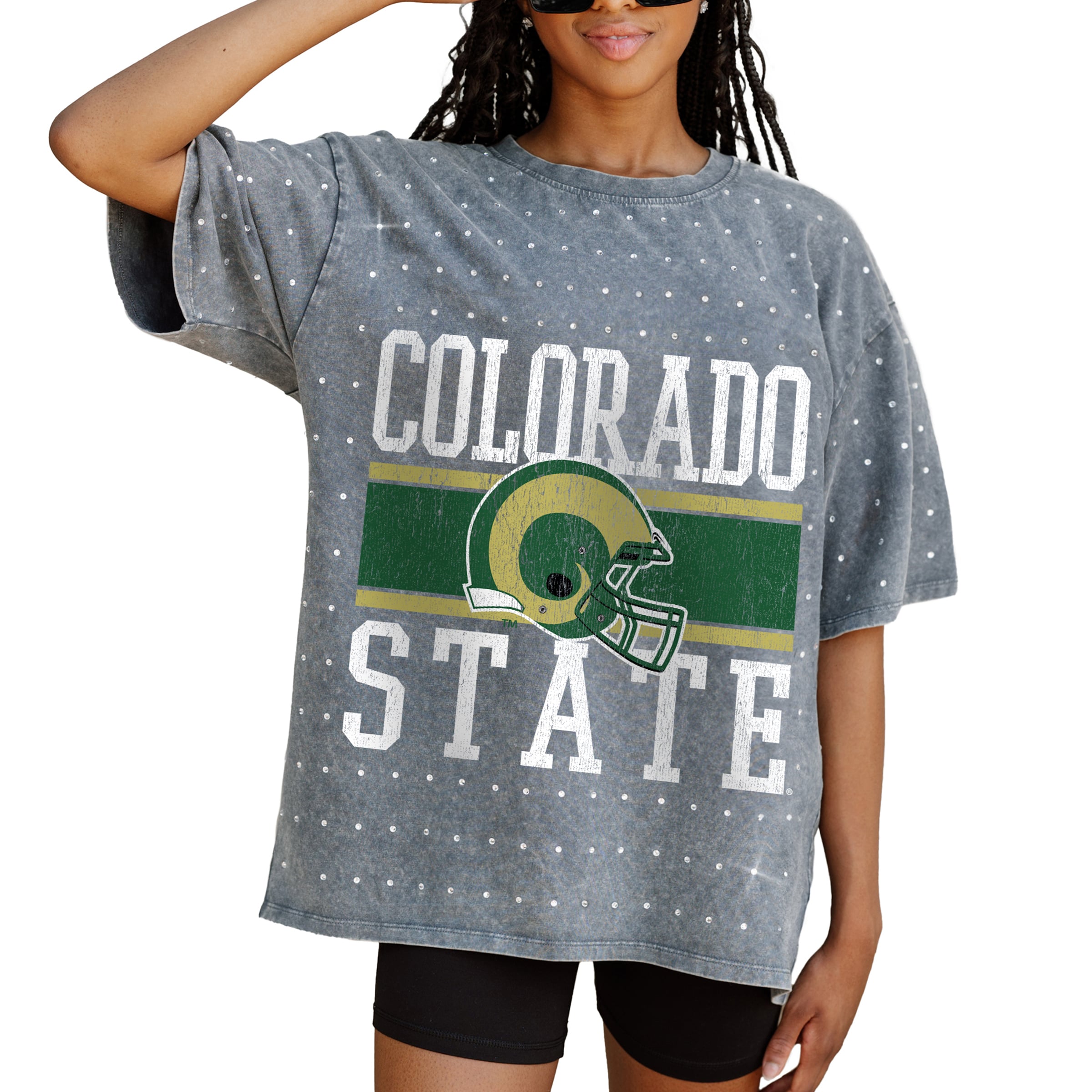 Women's Gameday Couture Gray Colorado State Rams On the Ball Oversized T-Shirt