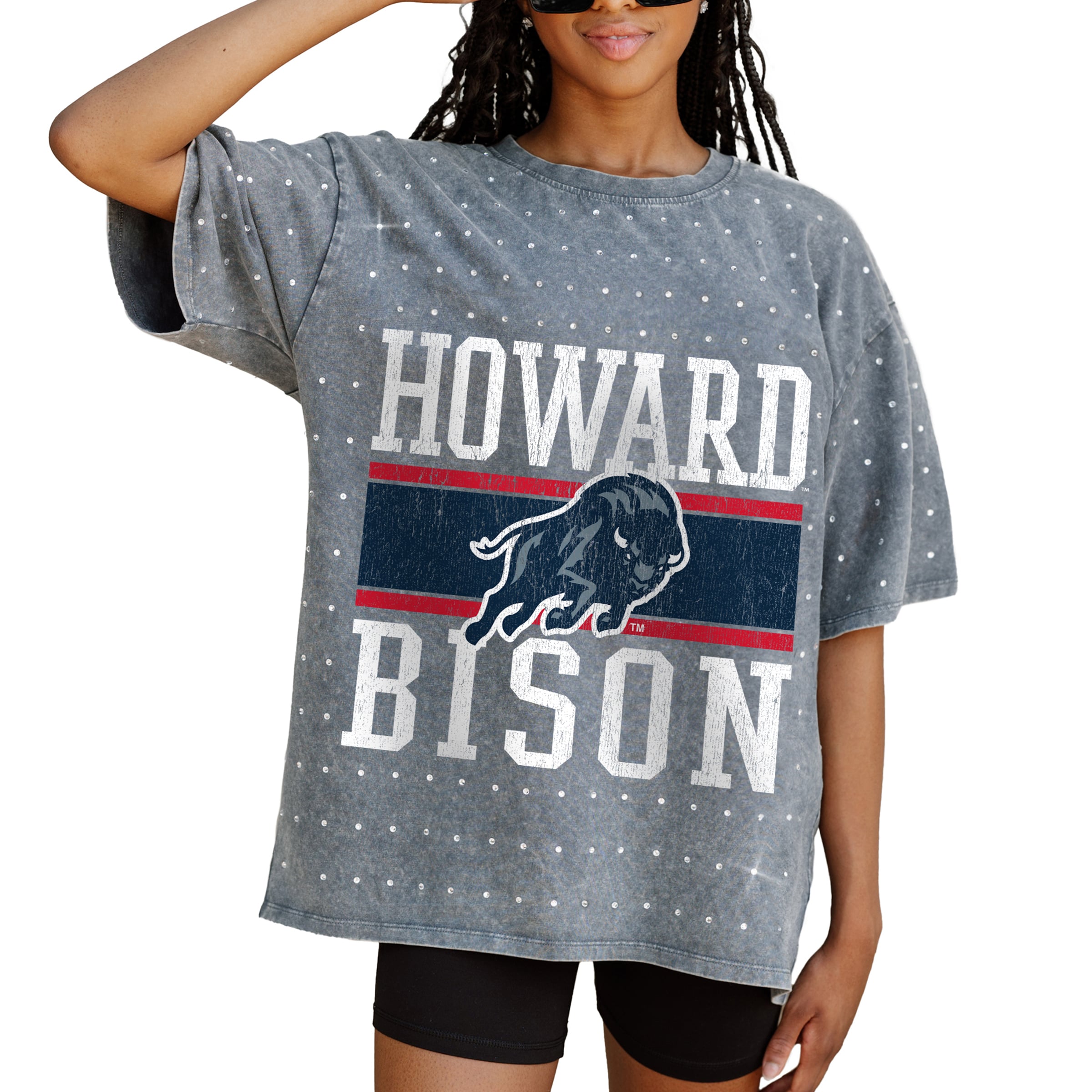 Women's Gameday Couture Gray Howard Bison On the Ball Oversized T-Shirt