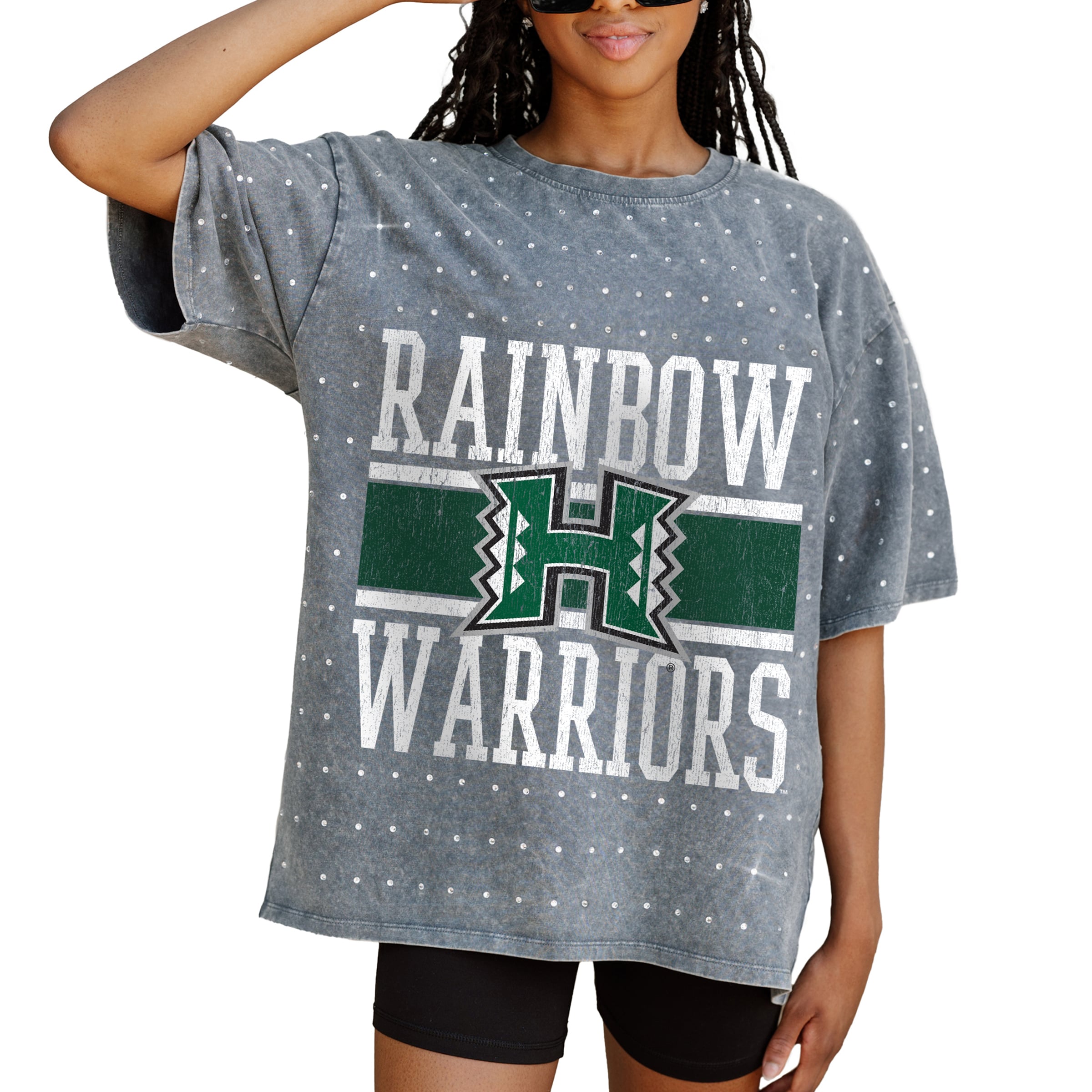 Women's Gameday Couture Gray Hawaii Rainbow Warriors On the Ball Oversized T-Shirt