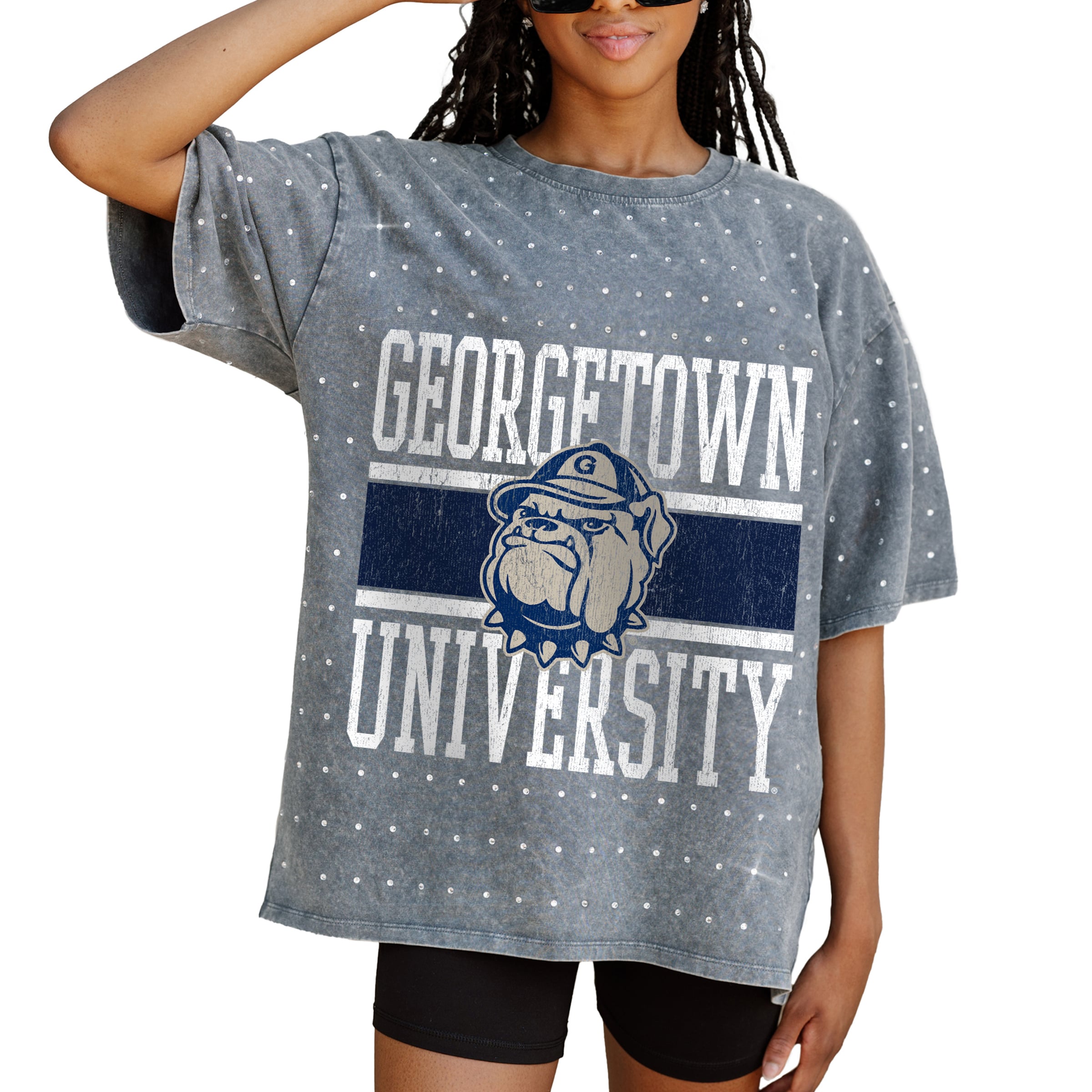 Women's Gameday Couture Gray Georgetown Hoyas On the Ball Oversized T-Shirt