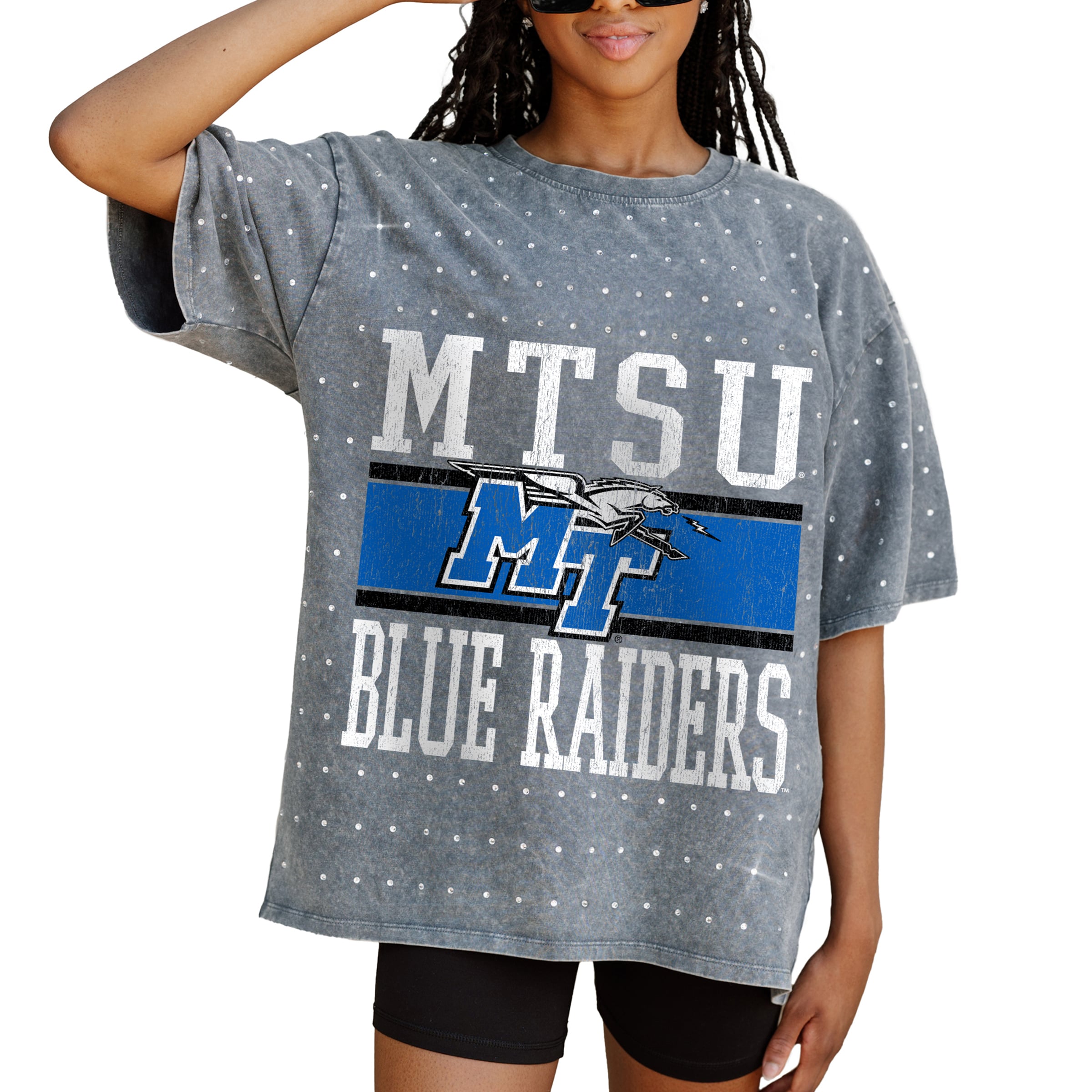 Women's Gameday Couture Gray MTSU Blue Raiders On the Ball Oversized T-Shirt