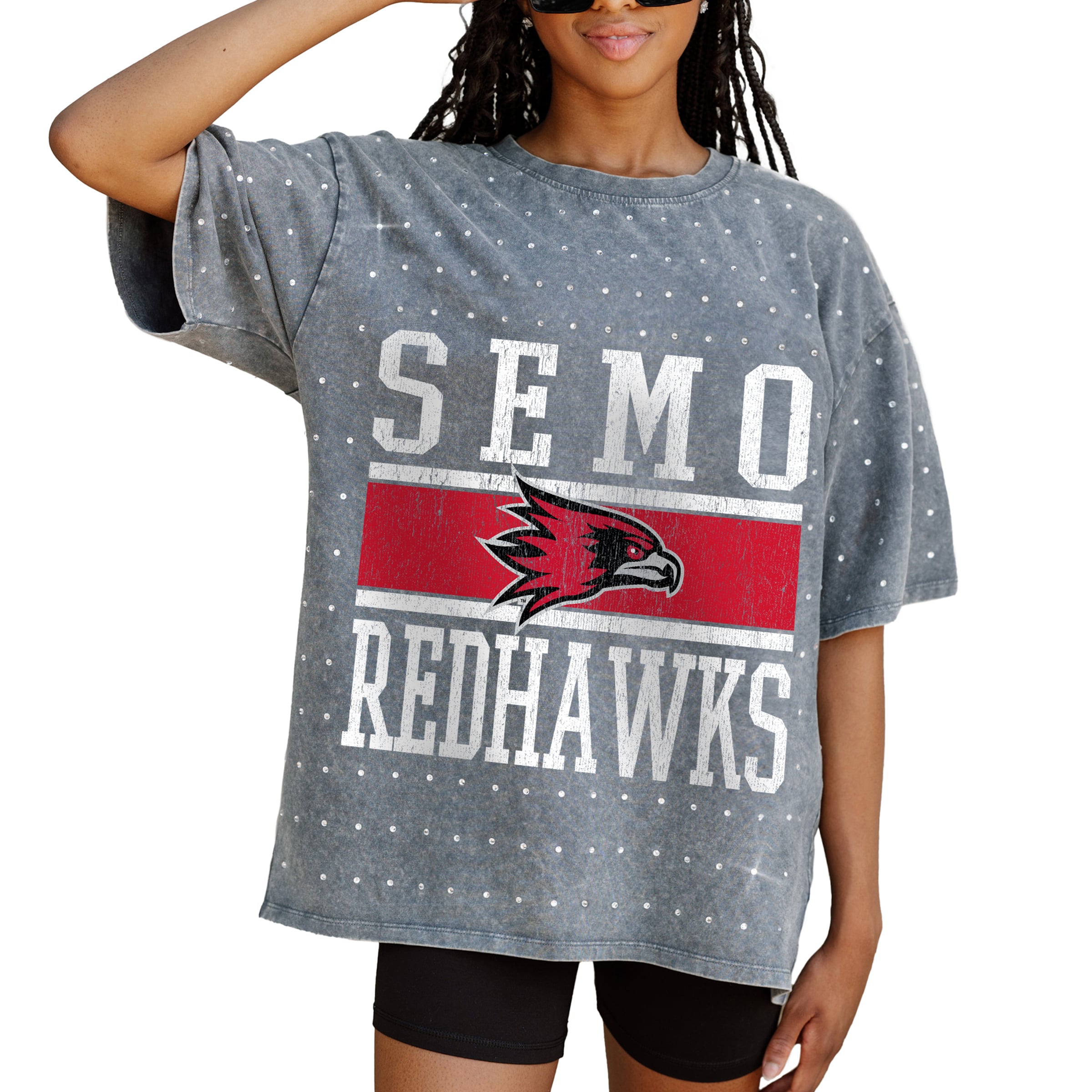 Women's Gameday Couture Gray SEMO Redhawks On the Ball Oversized T-Shirt
