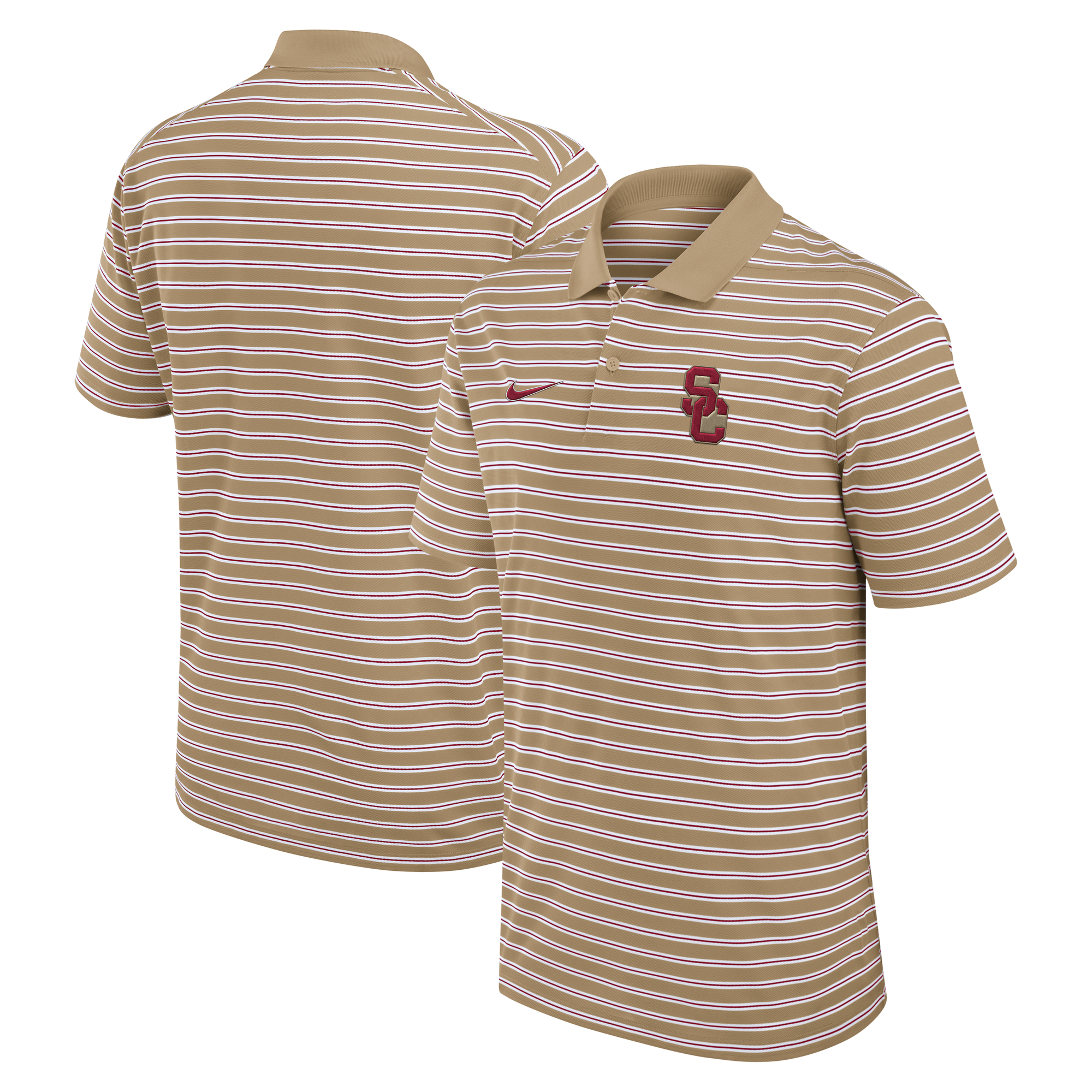 Men’s Nike Tan USC Trojans Athletic Prep Striped Dri-FIT Polo Men’s Nike Tan USC Trojans Athletic Prep Striped Dri-FIT Polo