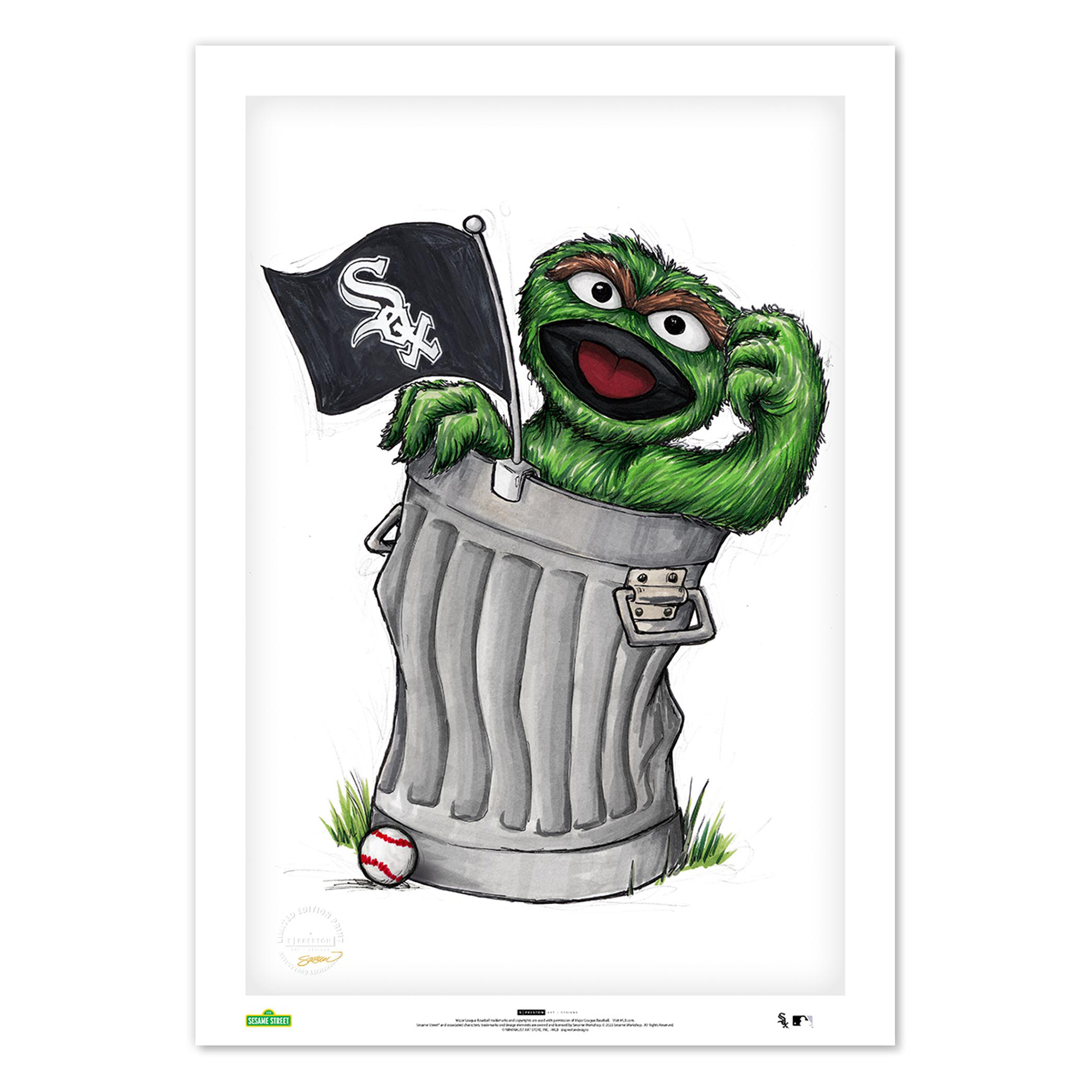 Oscar the Grouch Chicago White Sox 24" x 36" Sesame Street Limited Edition Fine Art Print