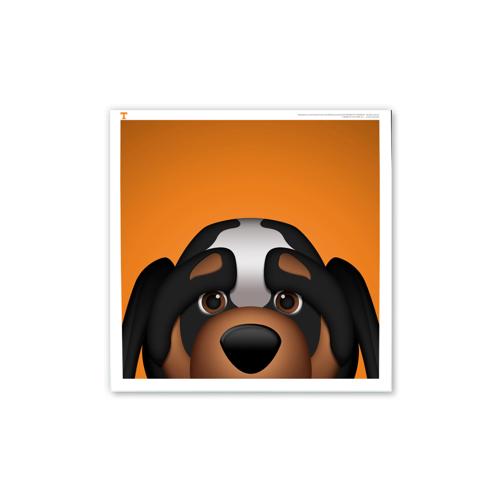Smokey Tennessee Volunteers 12'' x 12'' Minimalist Mascot Poster Print