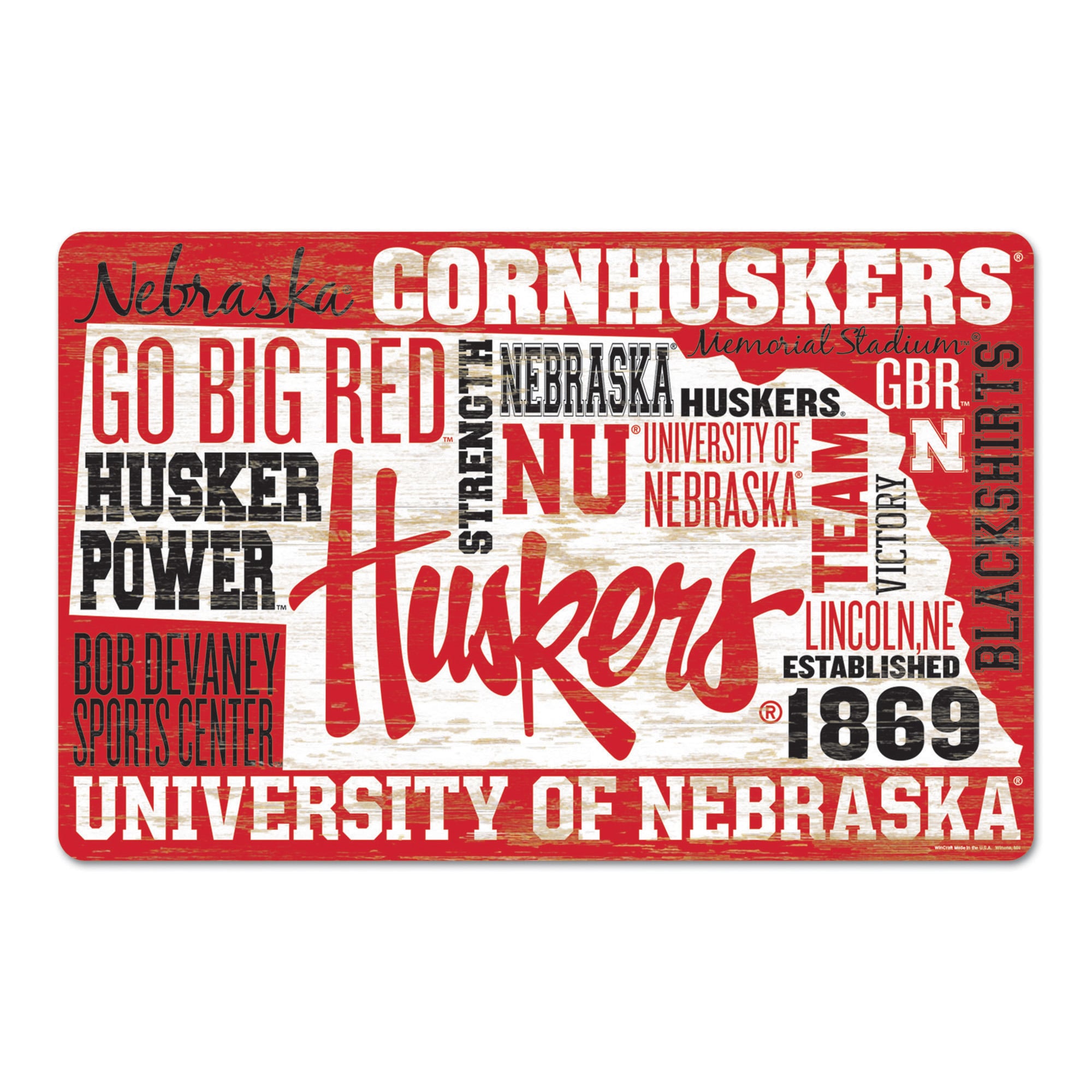 WinCraft Nebraska Huskers 11'' x 17'' Wood Sign