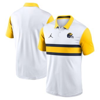 Men's Jordan Brand White/Maize Michigan Wolverines Athletic Prep Alt Logo Vapor Dri-FIT Polo