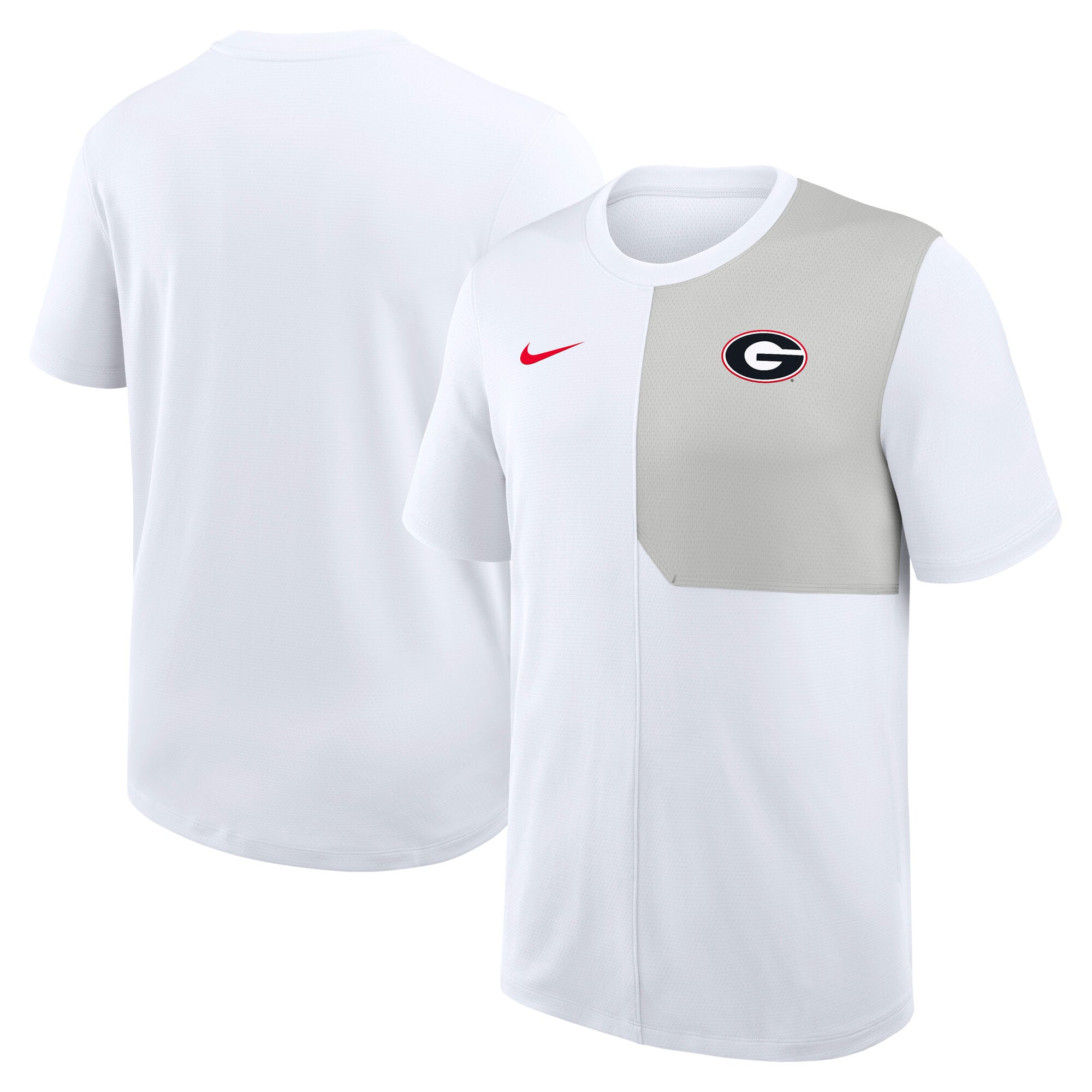Men's Nike White Georgia Bulldogs 2025 Sideline UV Dri-FIT Coach Shirt