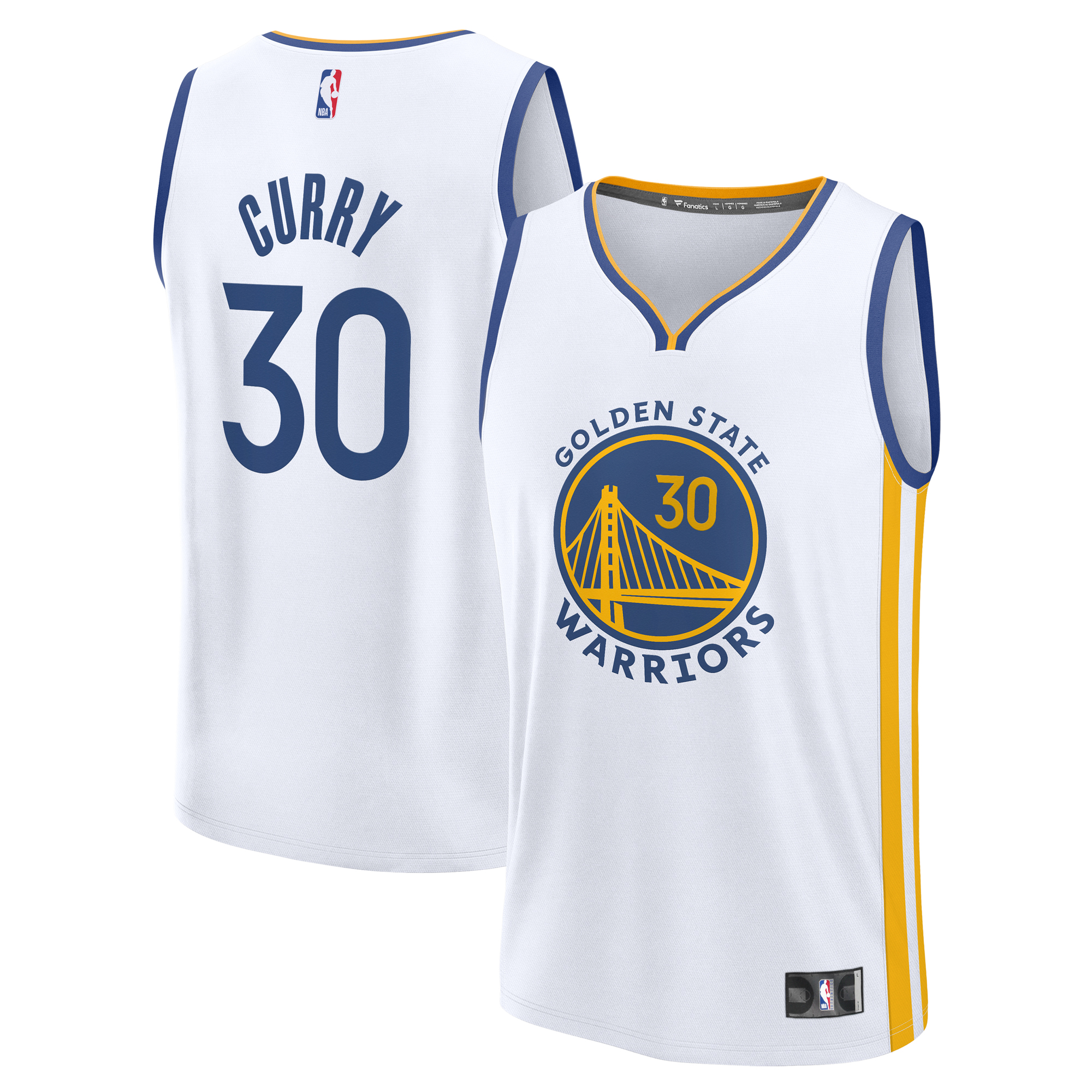 Men's Fanatics Stephen Curry White Golden State Warriors Fast Break Replica Player Jersey - Association Edition