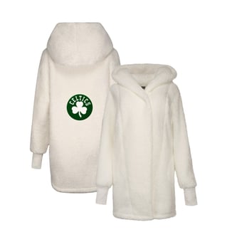 Unisex The Best Lounger in the World By Jill Martin Cream Boston Celtics Oversized Open-Front Hoodie Sweater