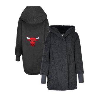 Unisex The Best Lounger in the World By Jill Martin Black Chicago Bulls Oversized Open-Front Hoodie Sweater