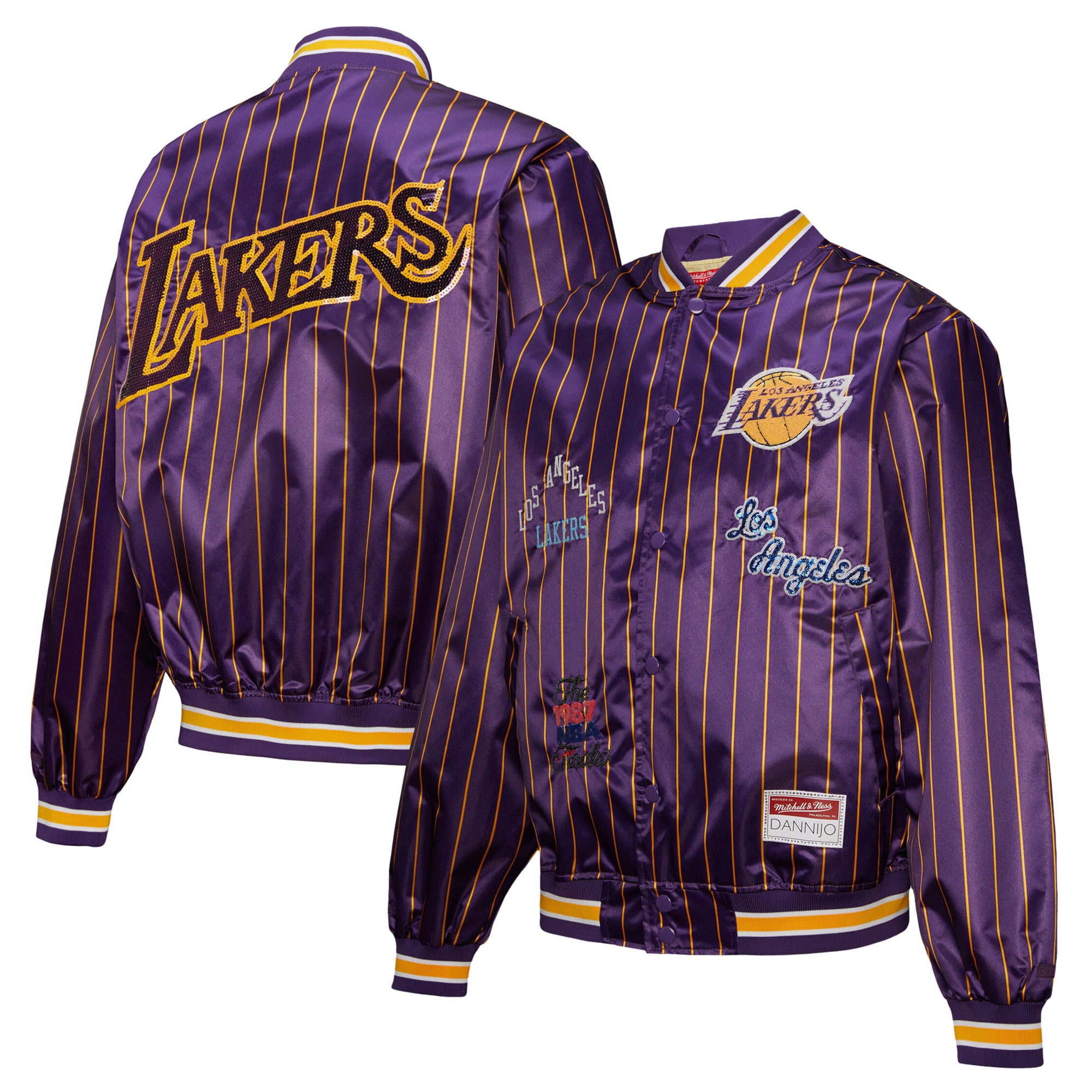Women's Mitchell & Ness x DANNIJO  Purple Los Angeles Lakers  Satin Full-Snap Jacket